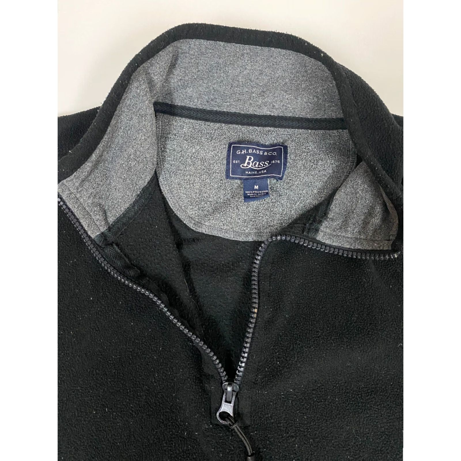 Vintage G.H. Bass & Co Mens Sweater M Pullover Black 1/4 Zip Cable-Knit Mock Neck Zipper Striped Athletic Regular Knit Pattern Vintage No Size US M / EU 48-50 / 2 - 4 Thumbnail
