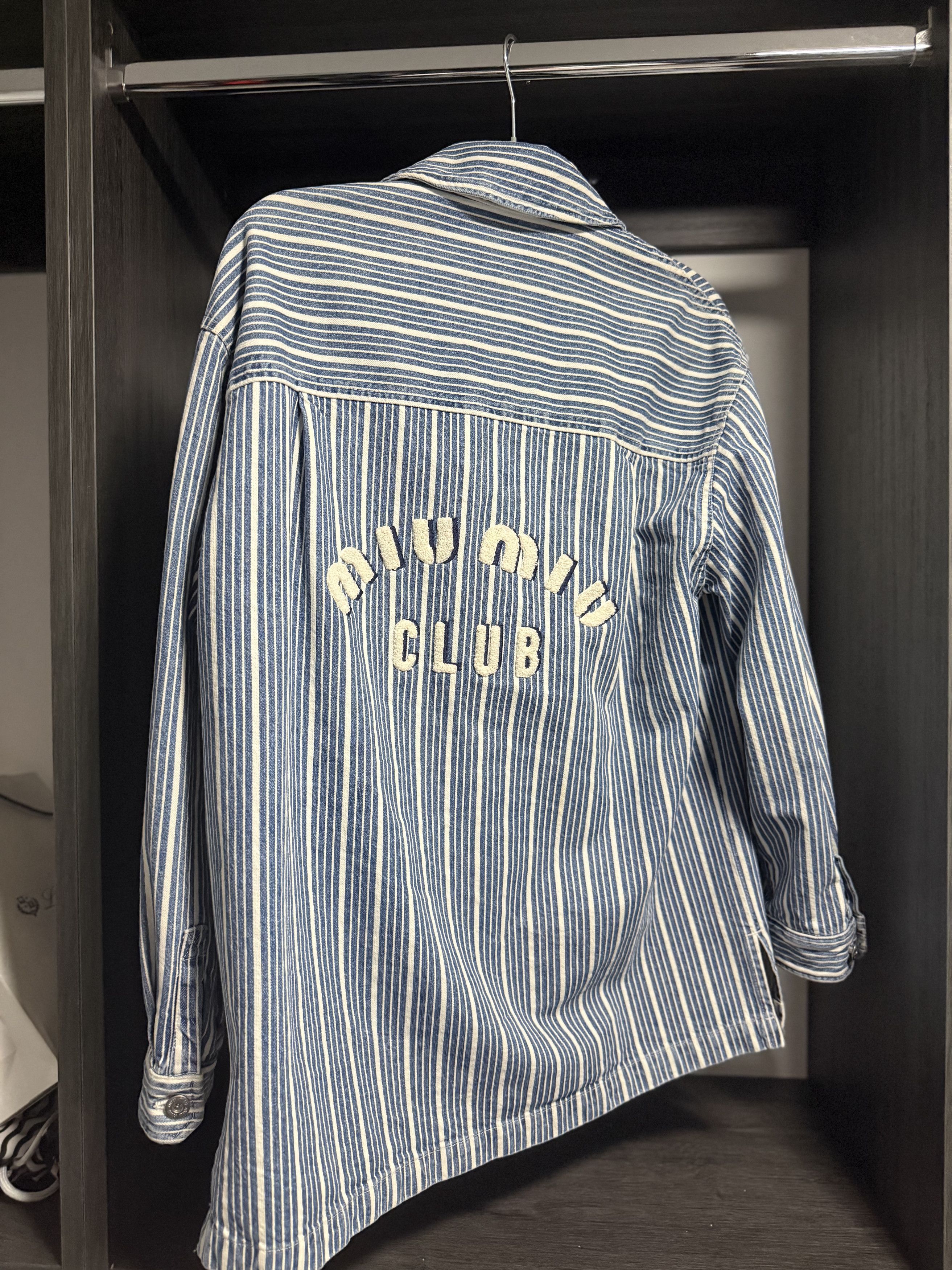 Miu Miu Miu Miu Oversized Striped Denim Jacket Size US M / EU 48-50 / 2 - 4 Thumbnail