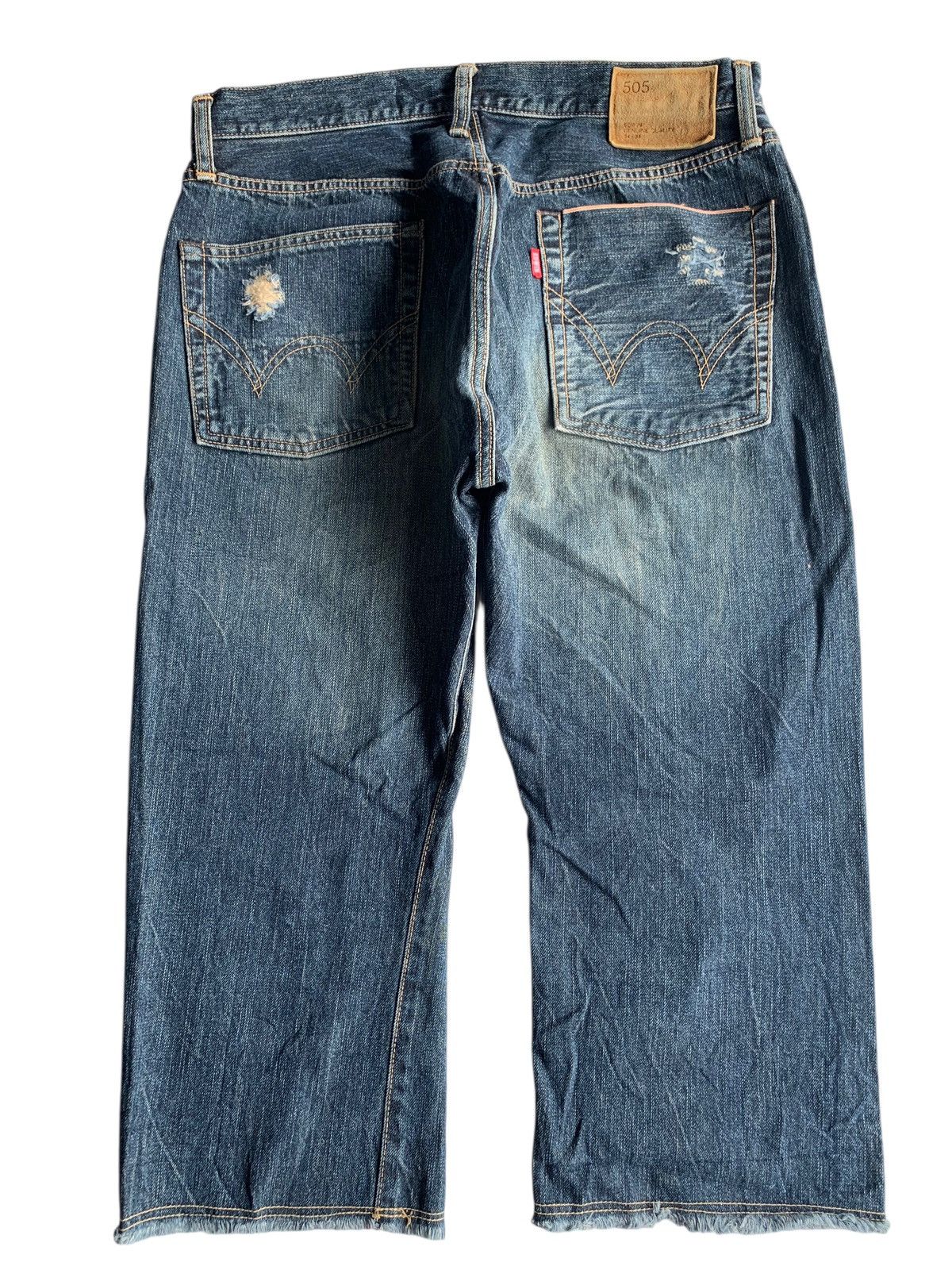 Edwin VINTAGE EDWIN 505 SELVEDGE RUSTY SHORT DISTRESSED DENIM Size US 33 - 3 Thumbnail