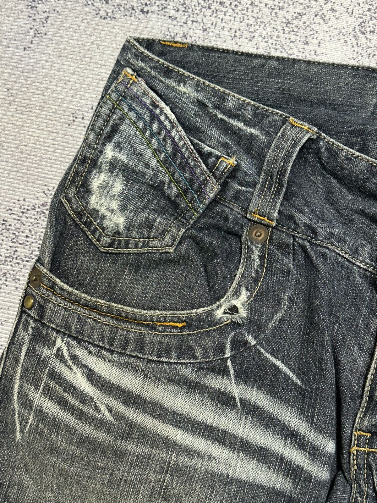 PPFM Japanese Brand Root Three Distressed Jeans Size US 30 / EU 46 - 6 Thumbnail