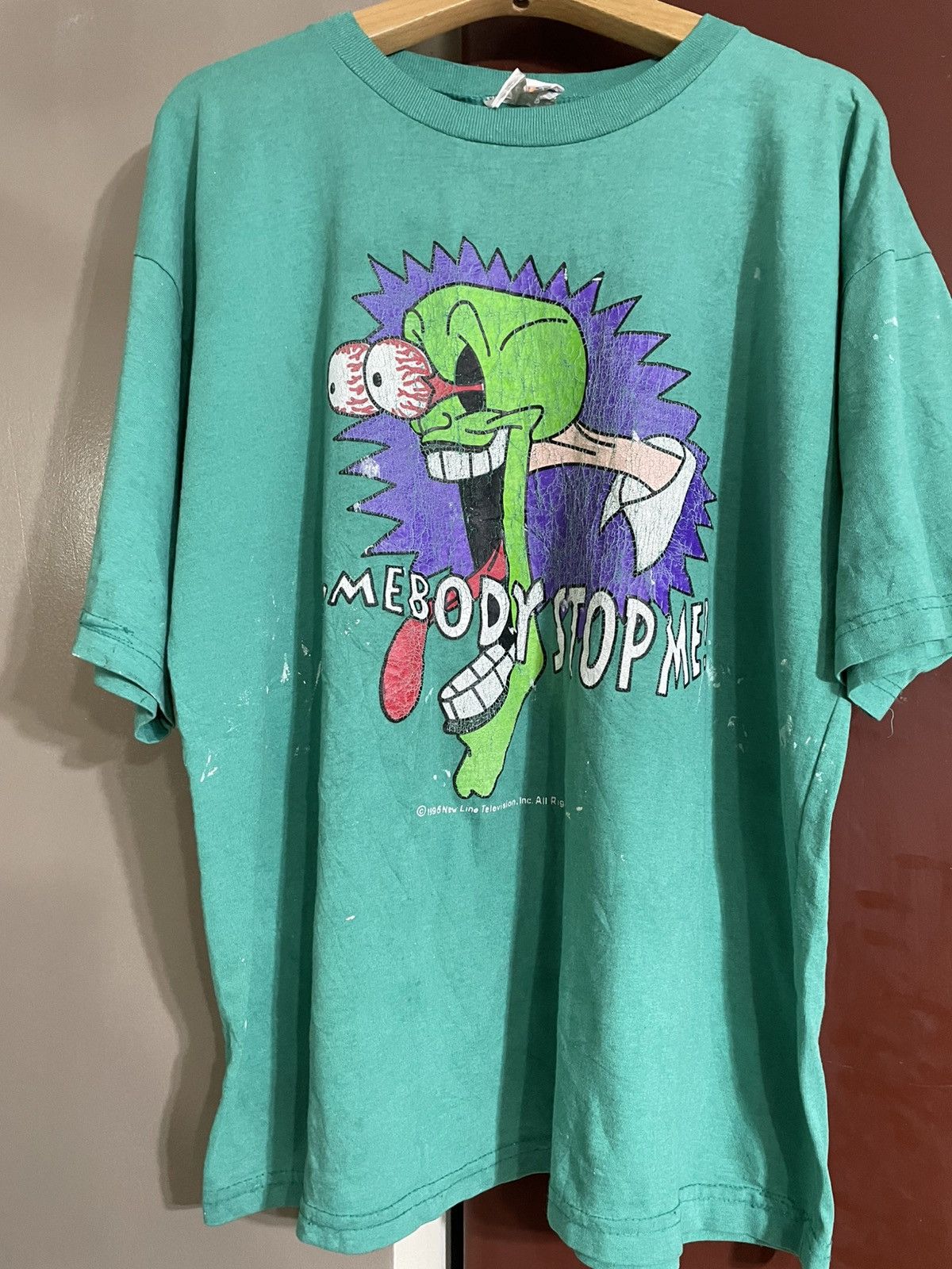 VTG RARE THE MASK JIM CARREY THRASHED MOVIE TSHIRT