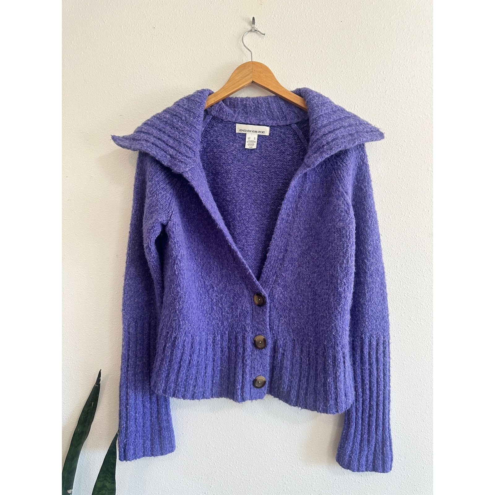 Jones New York Y2K Deep Periwinkle Collared Cardigan size medium Size M / US 6-8 / IT 42-44 - 2 Thumbnail