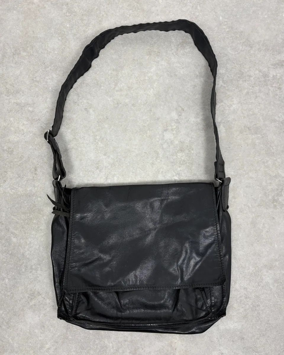 Miu Miu 1990s Miu Miu Black Minimalist Leather Messenger Bag Size ONE SIZE - 1 Thumbnail
