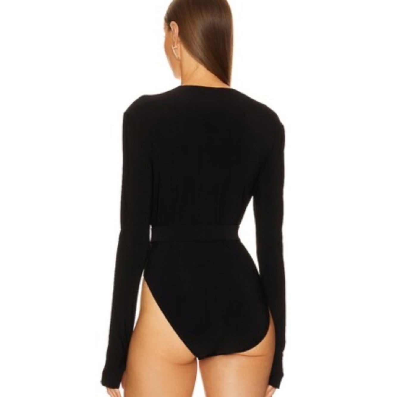 Norma Kamali Norma Kamali Long Sleeve Deep U Neck Bodysuit Black Size S/ Size S / US 4 / IT 40 - 3 Thumbnail