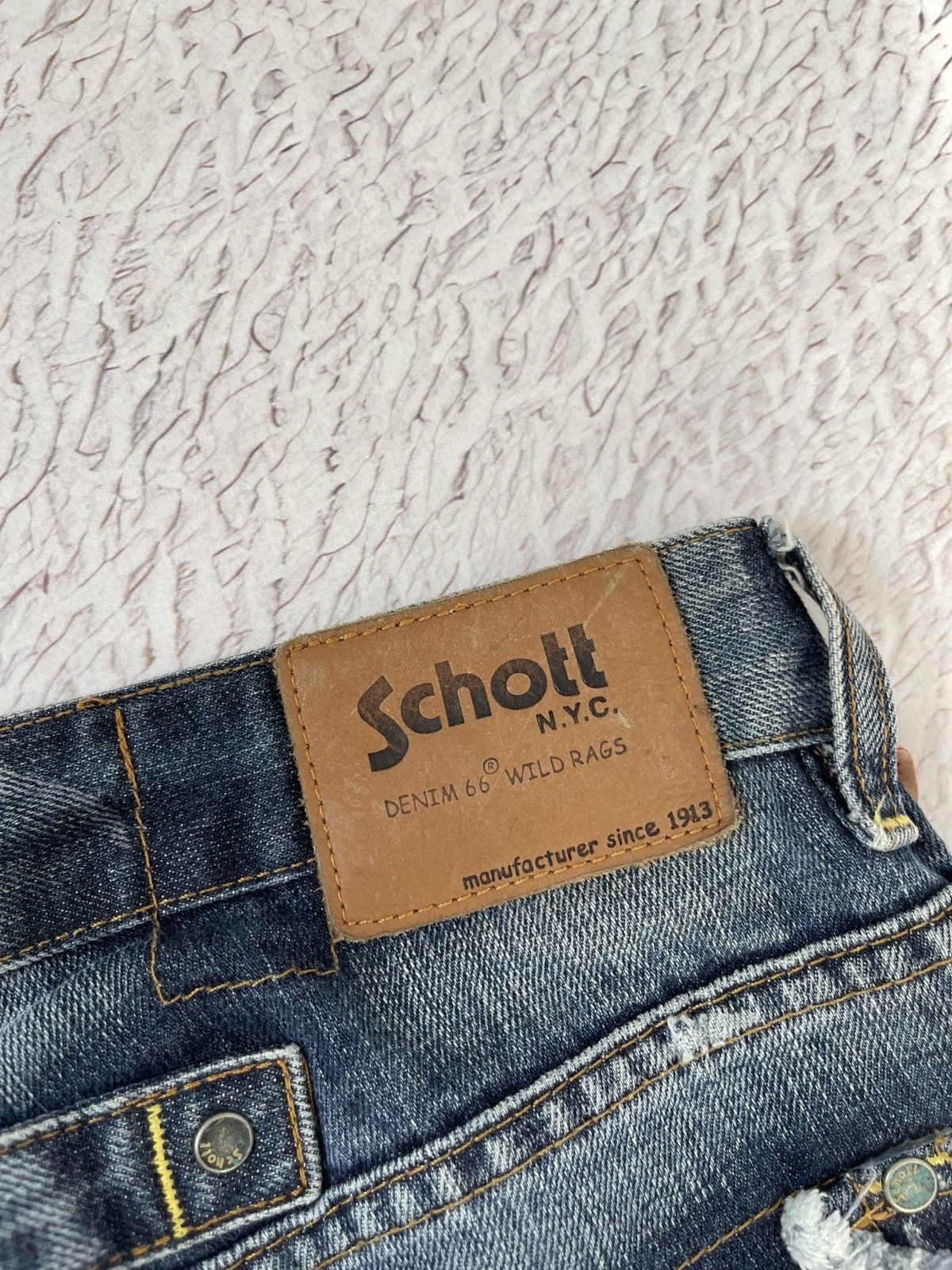 Schott Schott NYC vintage buckle back faded distressed denim jeans Size US 30 / EU 46 - 18 Thumbnail