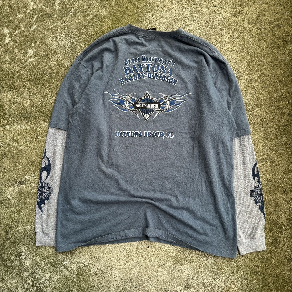 Harley Davidson Harley Faded Metal Flame Longsleeve Thermal Shirt ERD Grunge Size US XXL / EU 58 / 5 - 2 Thumbnail