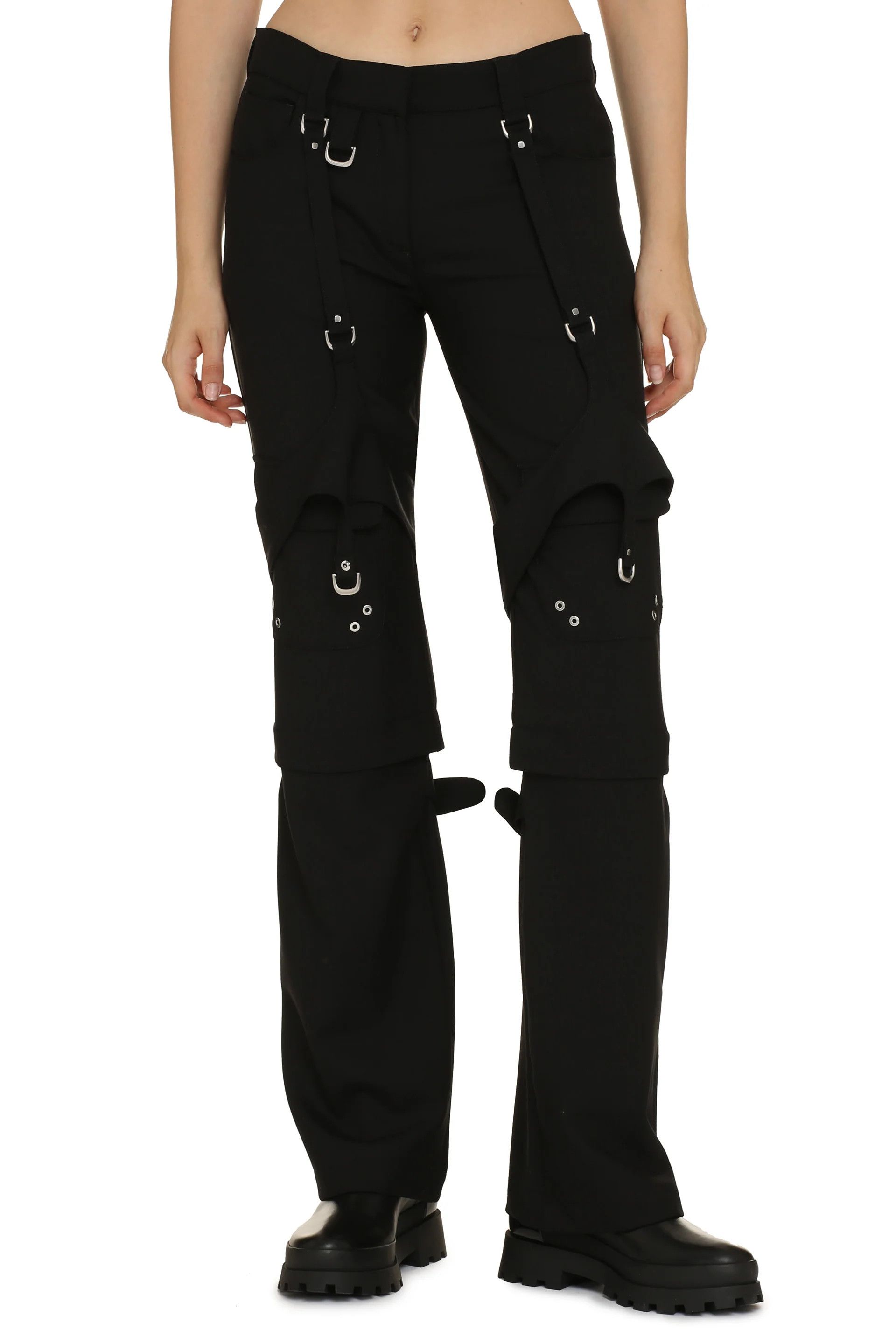 Off-White o1s22i1n0824 Wool Blend Cargo Pants in Black Size 26" / US 2 / IT 38 - 3 Thumbnail