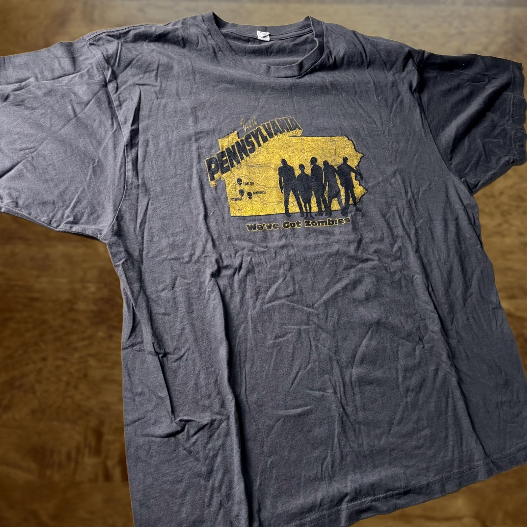 Anvil Anvil Visit Pennsylvania Shirt Mens Large Zombies Graphic Tee T-Shirt Grey Charcoal Crew Neck Short Sleeve Size US L / EU 52-54 / 3 - 1 Thumbnail