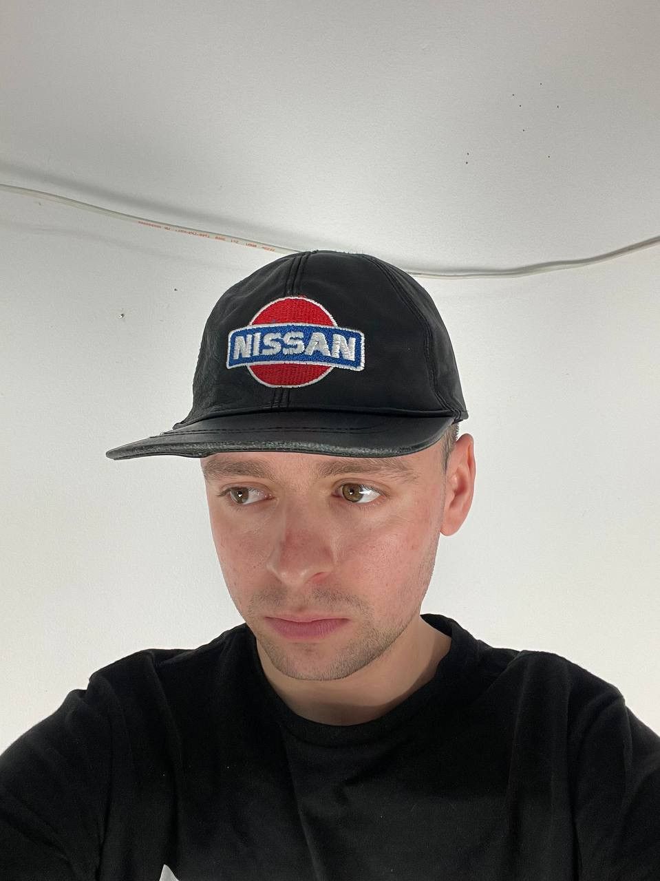 NASCAR Vintage Nissan Racing Leather Cap Big Logo Nascar 90s Size ONE SIZE - 3 Thumbnail