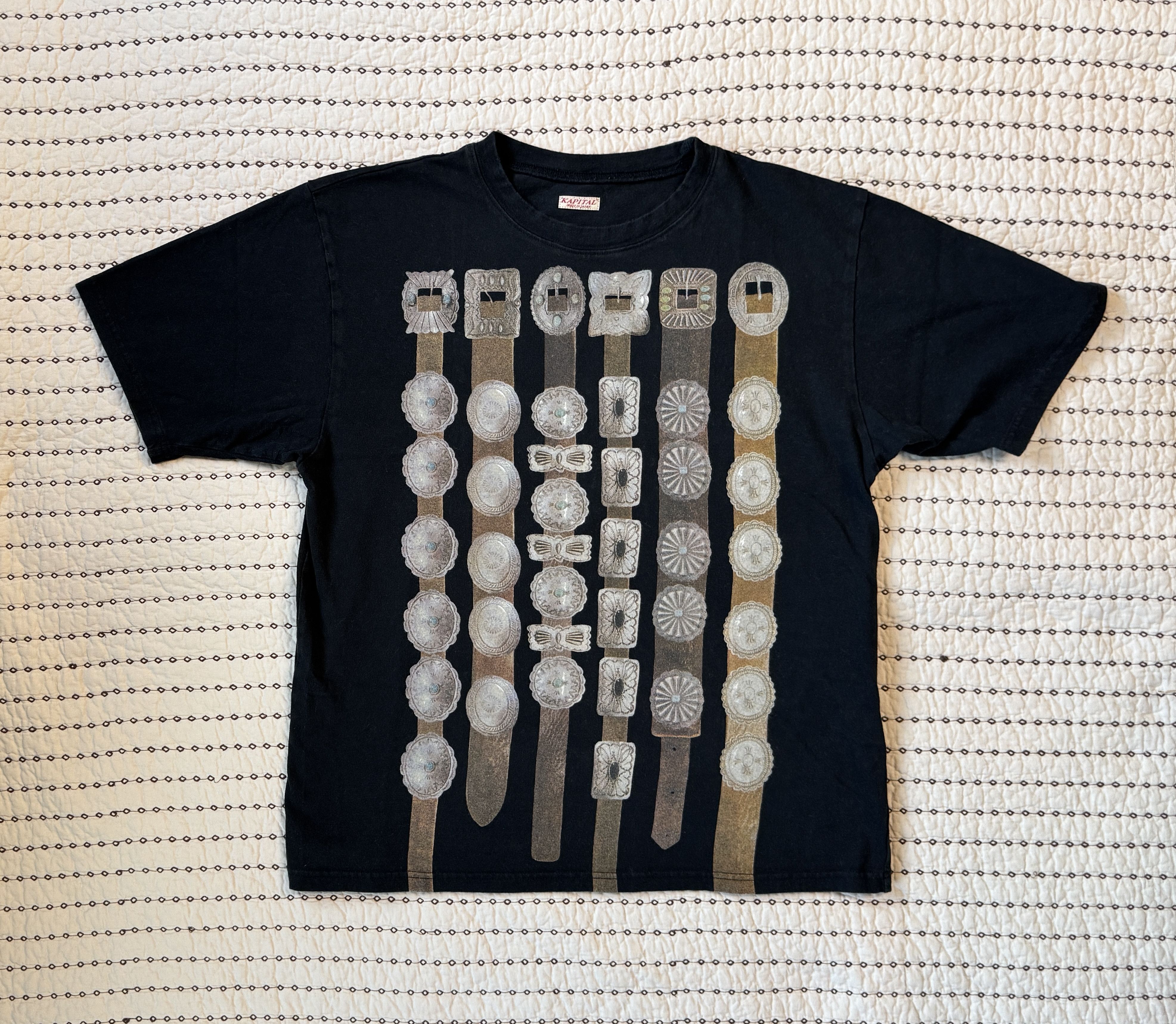 Kapital KAPITAL CURTAIN CONCHO JERSEY CREW T-SHIRT BLACK MEDIUM Size US M / EU 48-50 / 2 - 1 Thumbnail