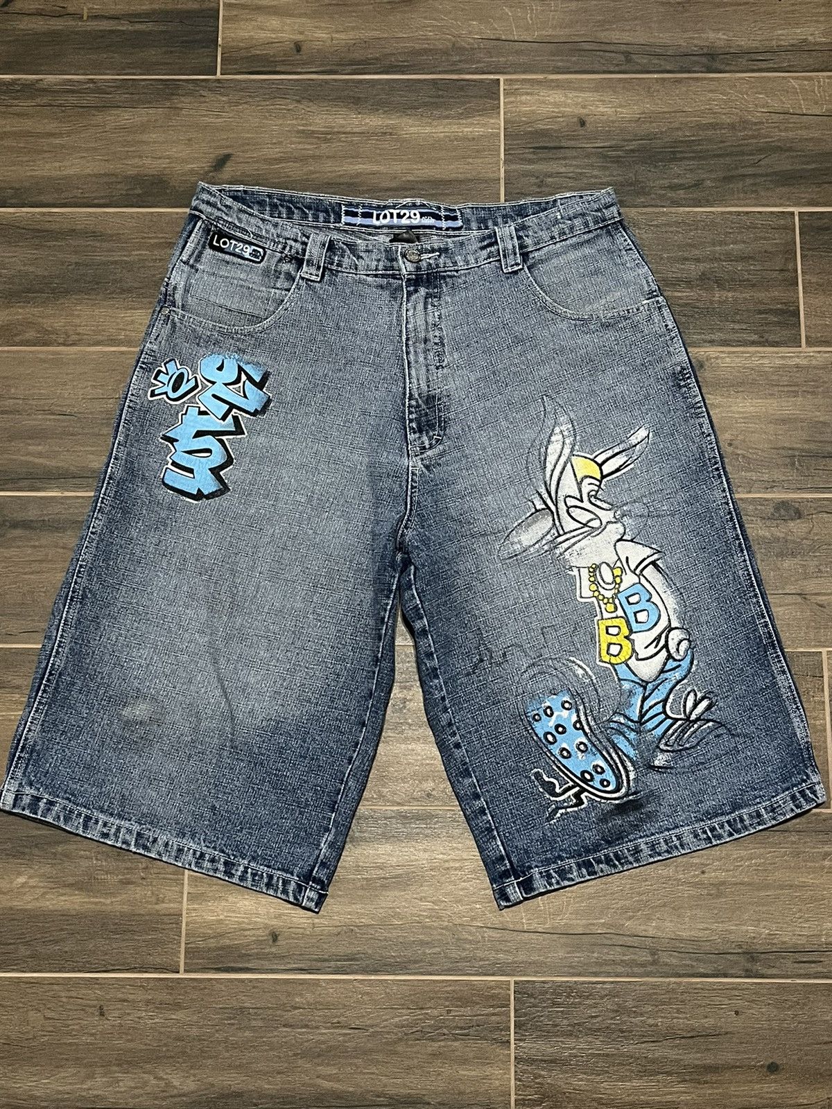 JNCO × Southpole Jorts Shorts Baggy Faded Blue Jeans Vintage Lot 29 Size US 34 / EU 50 - 1 Thumbnail