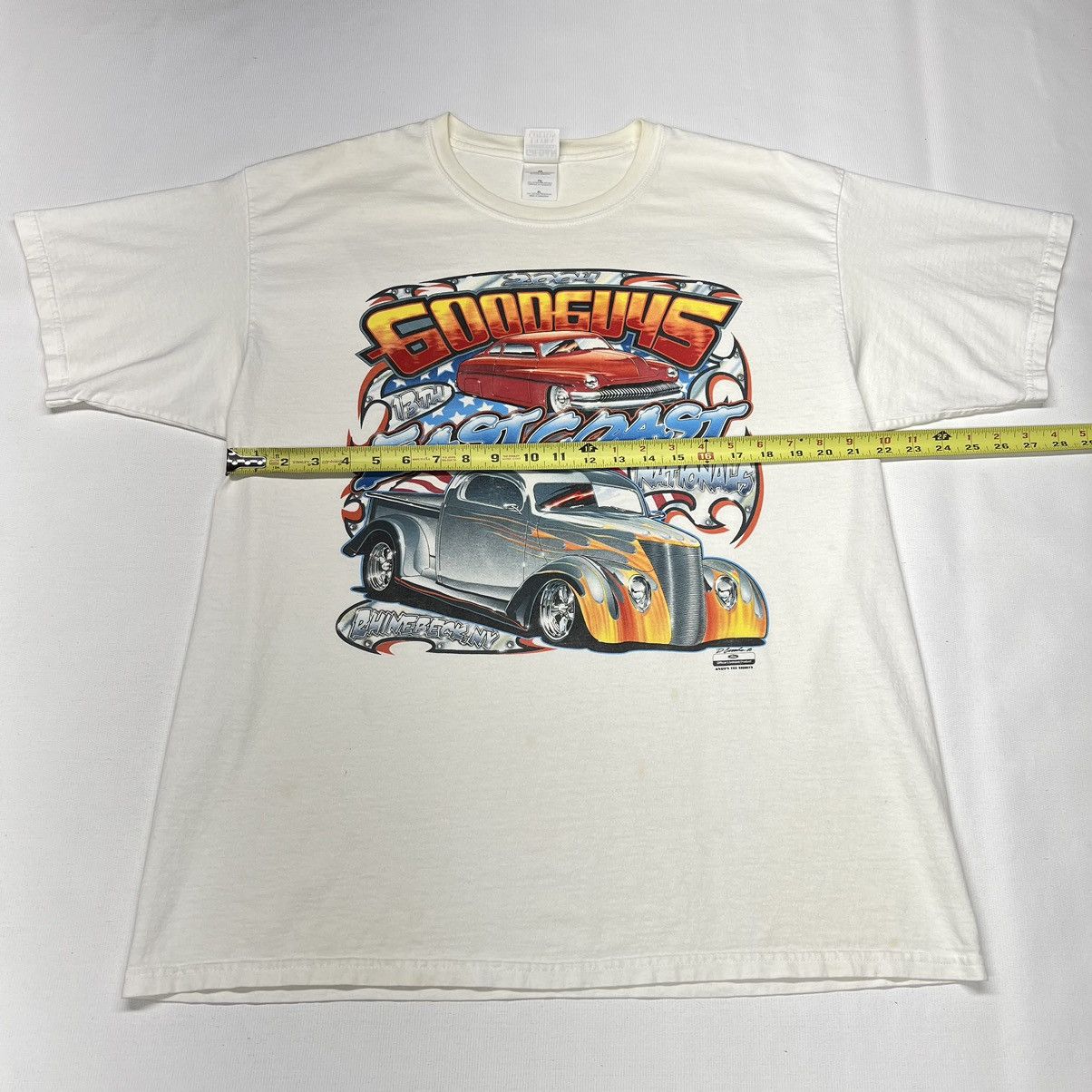 Gildan × Vintage VTG Car Hot Rod Tee Shirt White Classic Auto Retro Graphic Size US XL / EU 56 / 4 - 22 Thumbnail
