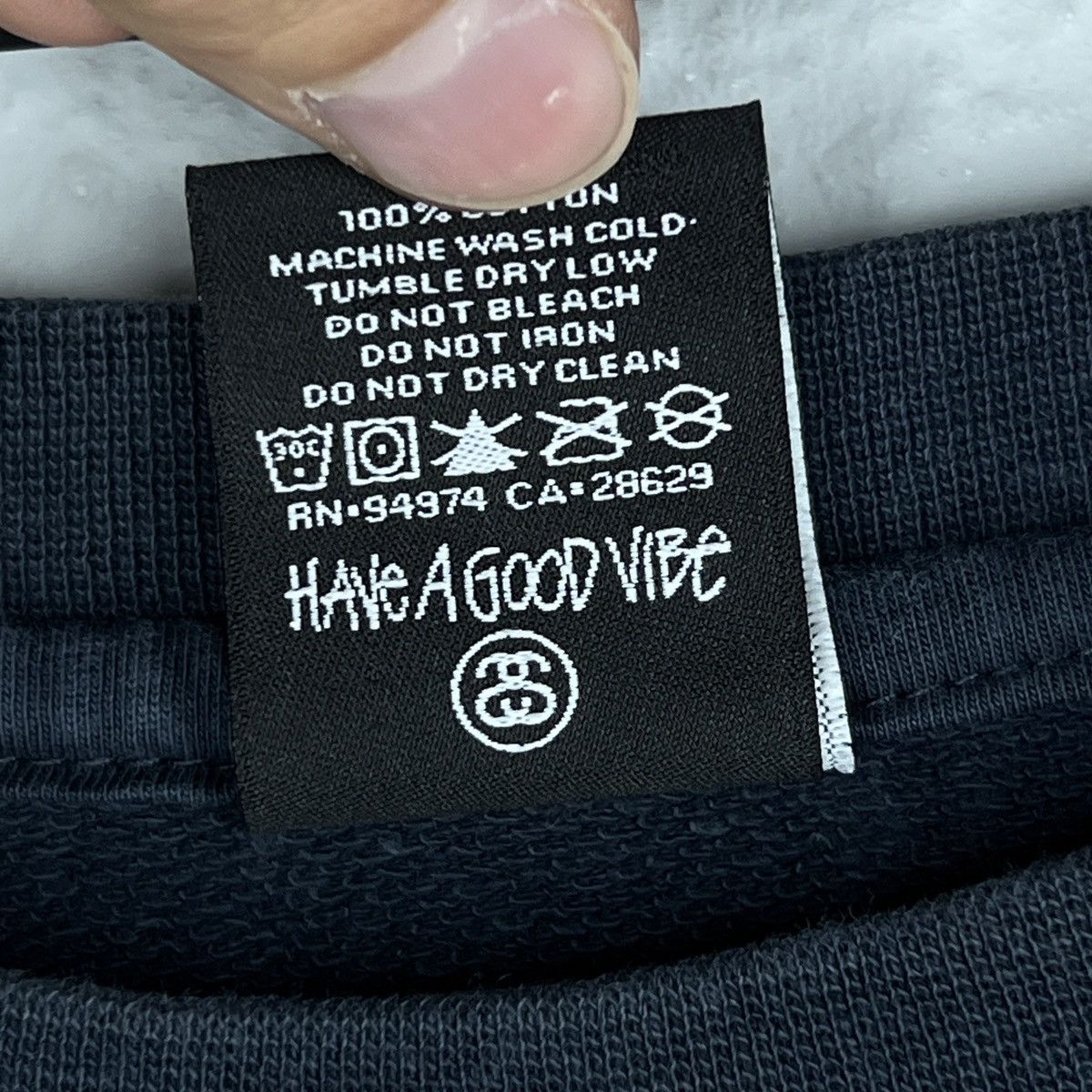 Stussy × Vintage Stussy Crewneck Pullover Sweatshirt Navy Big Logo Spellout Size US M / EU 48-50 / 2 - 6 Thumbnail