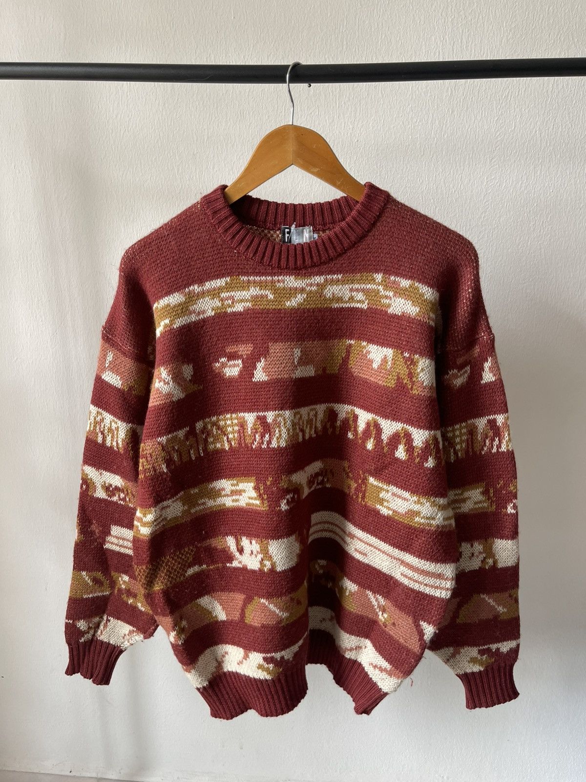 Kansai Yamamoto 90s Kansai Yamamoto Face Motive Wool Knitwear 96 Size US L / EU 52-54 / 3 - 2 Thumbnail