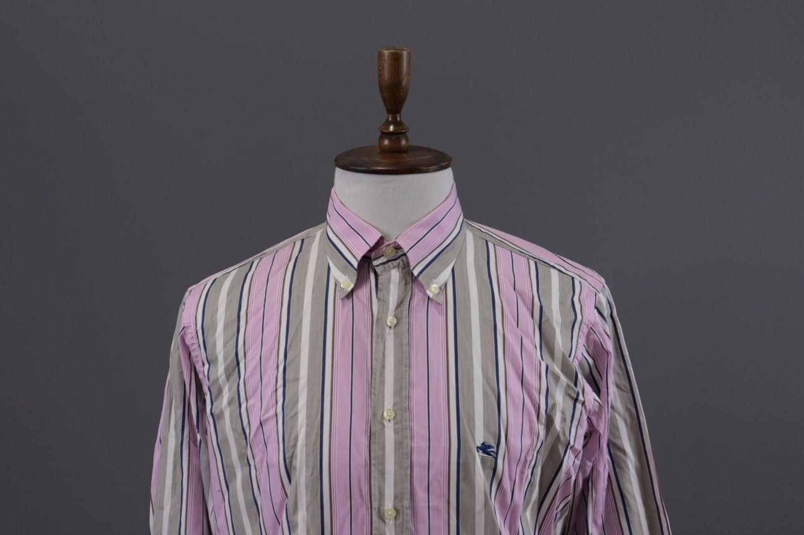 Etro Etro Milano Multicolor Striped Button Down Shirt Size 43 Size US M / EU 48-50 / 2 - 2 Thumbnail