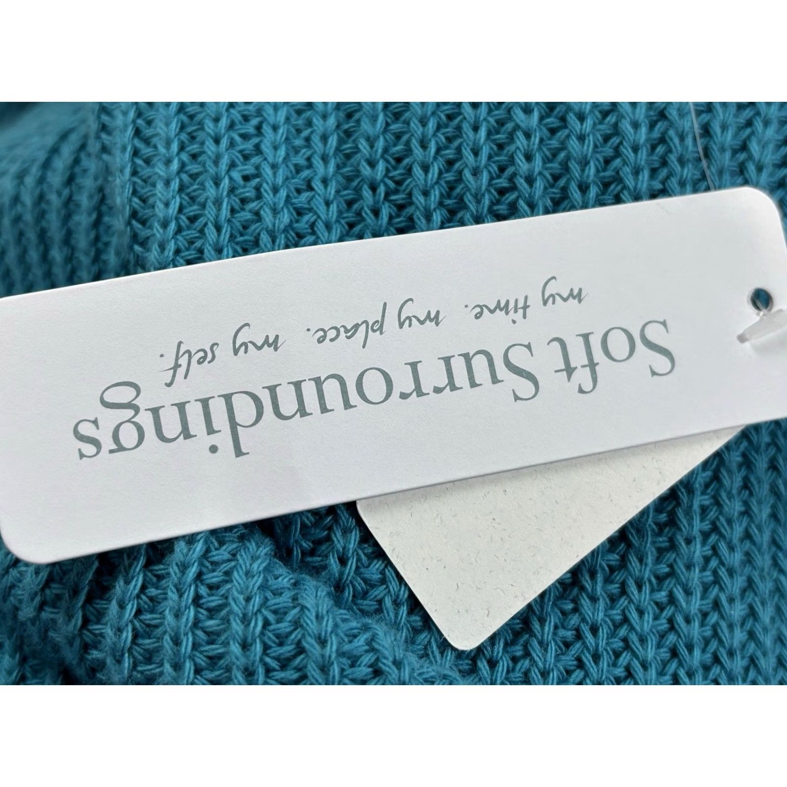 Soft Surroundings Soft Surroundings Cardigan Sweater Women’s 3X Plus Teal Chunky Knit Open Knit Style Long Sleeve Solid Cotton Blend Vintage No Womens Size XXL / US 16-18 / IT 52-54 - 8 Thumbnail