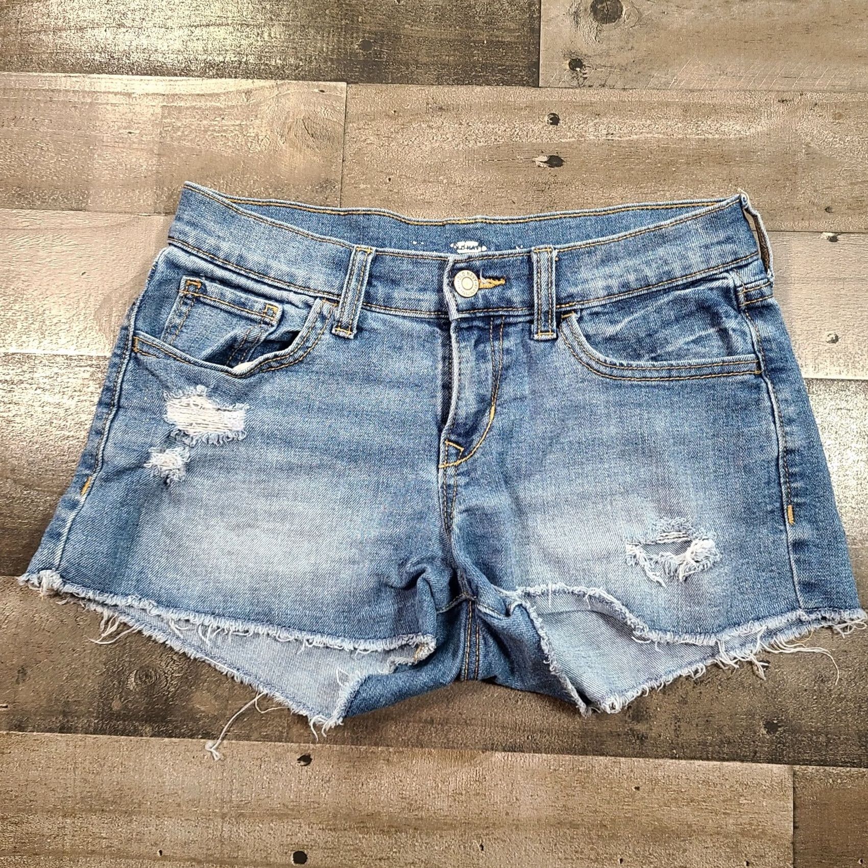 Old Navy Old Navy Shorts Shorts Womens 0 Blue Cut-Off Low Rise Stretch Distress Stone Wash Denim Size 27" / US 4 / IT 40 - 2 Thumbnail