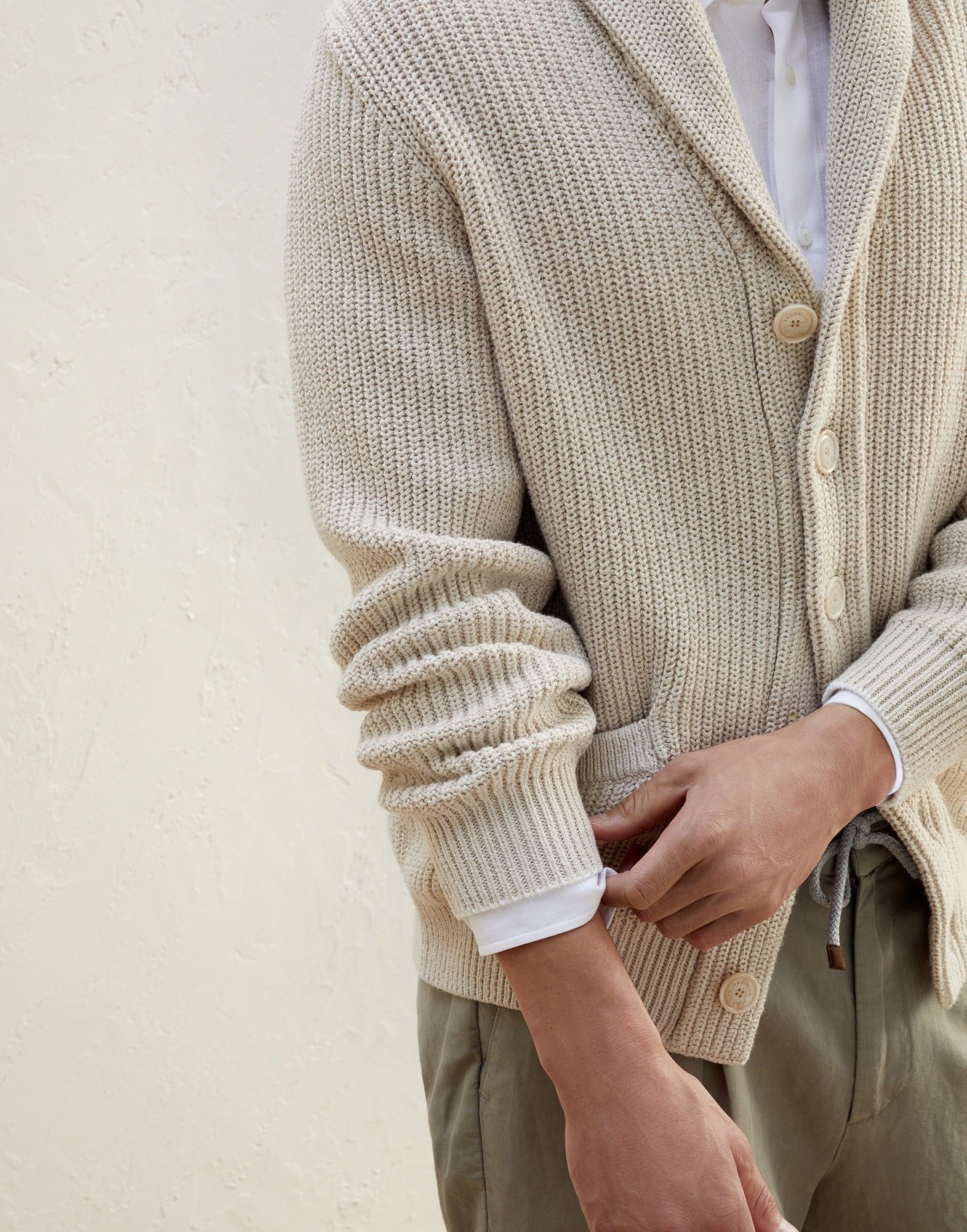 Brunello Cucinelli o1w1db10725 English Rib Knit in Beige Size US S / EU 44-46 / 1 - 5 Thumbnail
