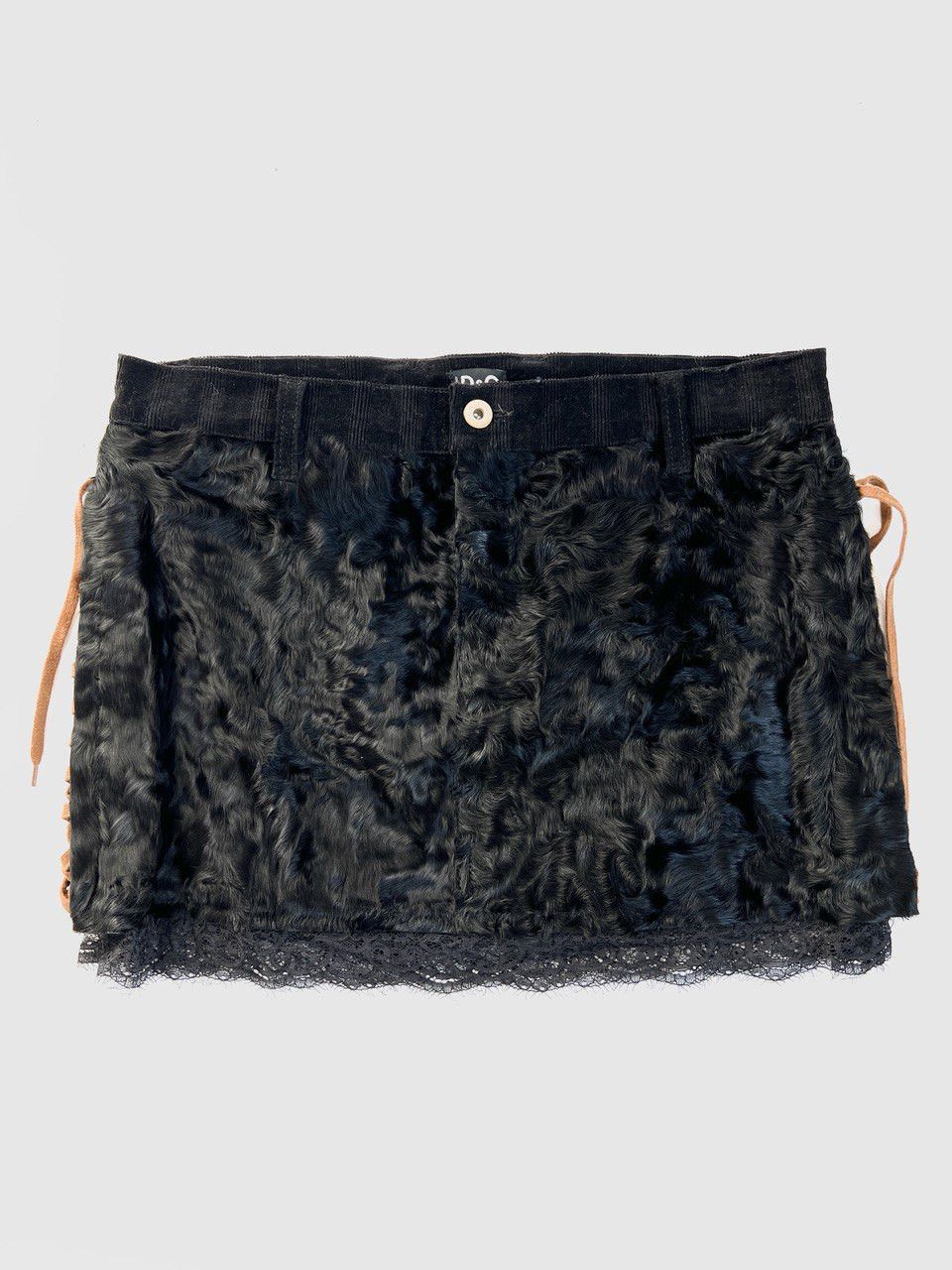 Dolce & Gabbana D&G Corduroy Sheep Fur Lace-Up Mini Skirt SS 2005(RARE) Size 28" / US 6 / IT 42 - 1 Thumbnail