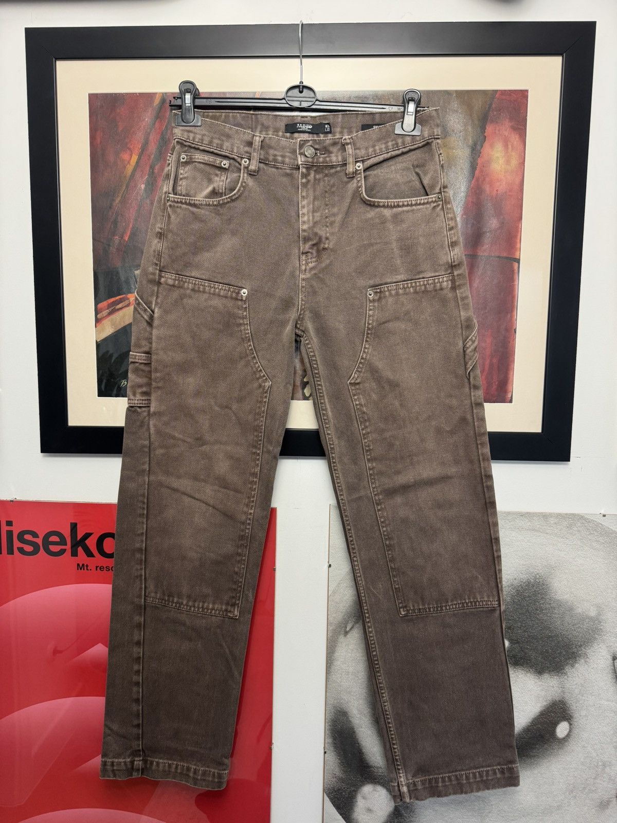 Jaded London Double Knee Work Pant Washed Brown Skate Fit