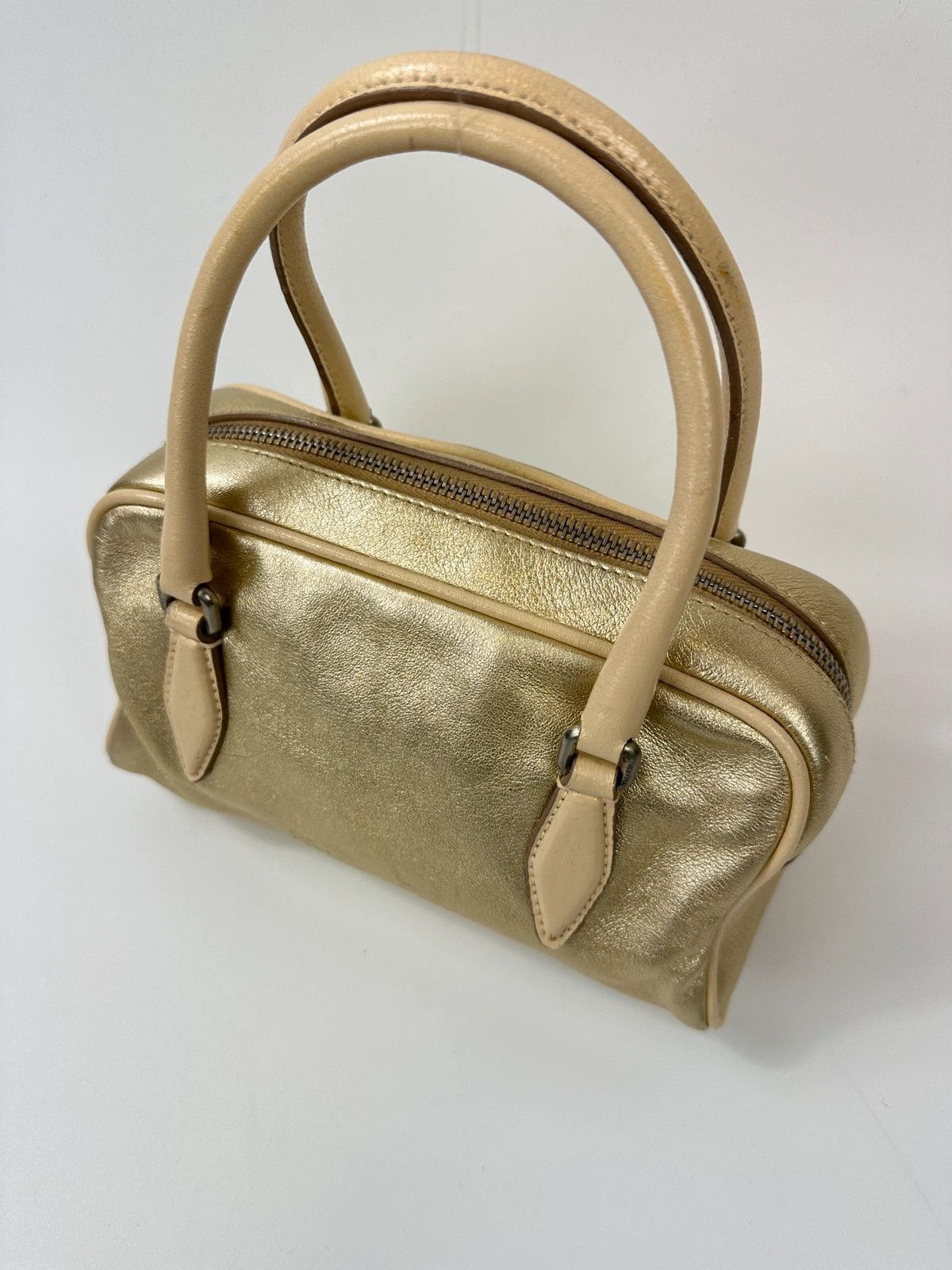 Miu Miu Miu Miu 90s Leather Gold Glitter Mini HandBag NanoSpeedy Size ONE SIZE - 10 Thumbnail