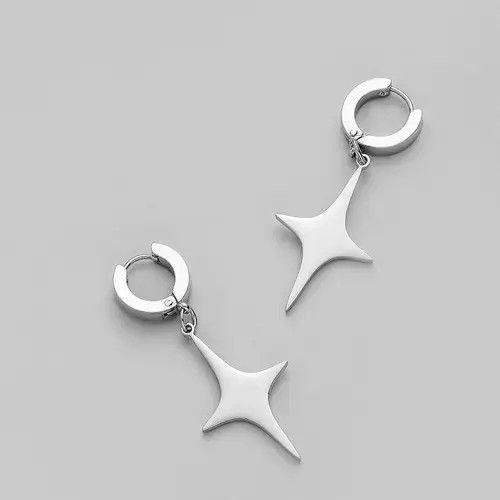 Other Titanium Steel Cross Star Dangle Drop Earrings for Men Size ONE SIZE - 2 Thumbnail
