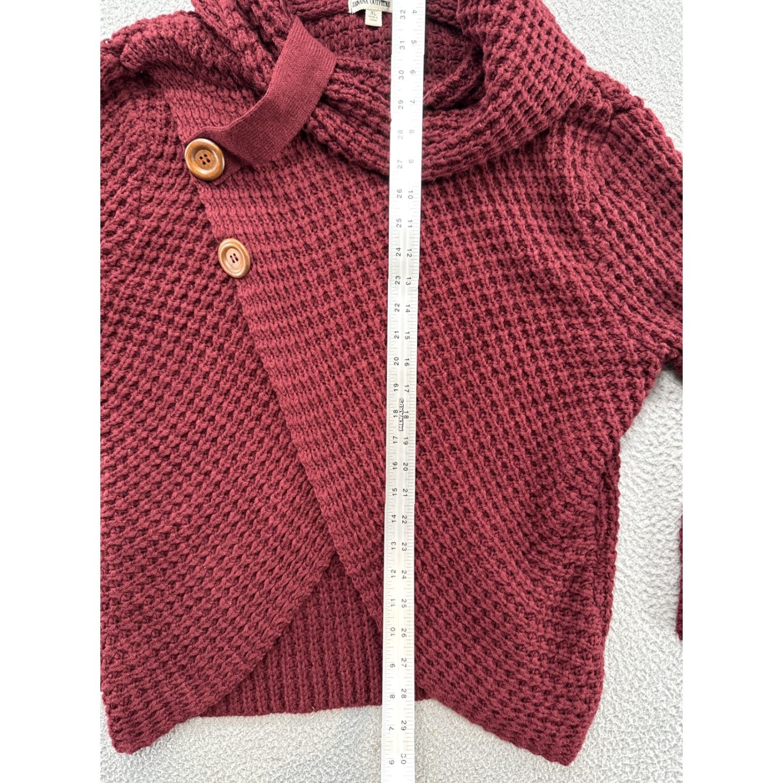 Vintage Zenana Faux Wrap Waffle-Knit Cowl Neck Asymmetrical SweatER Red XL Shirt Womens Size XL / US 12-14 / IT 48-50 - 7 Thumbnail