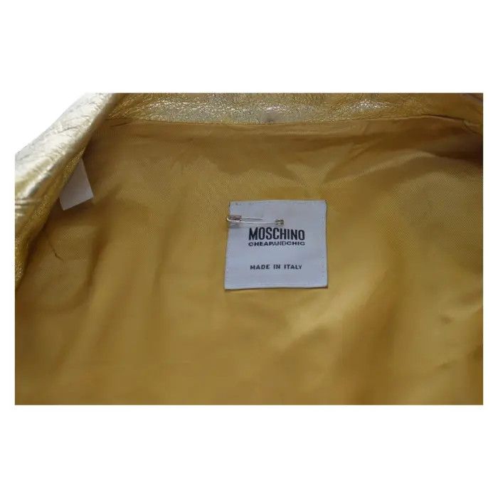 Moschino Moschino Cheap & Chic Gold Leather Three Button Blazer Size L / US 10 / IT 46 - 3 Thumbnail