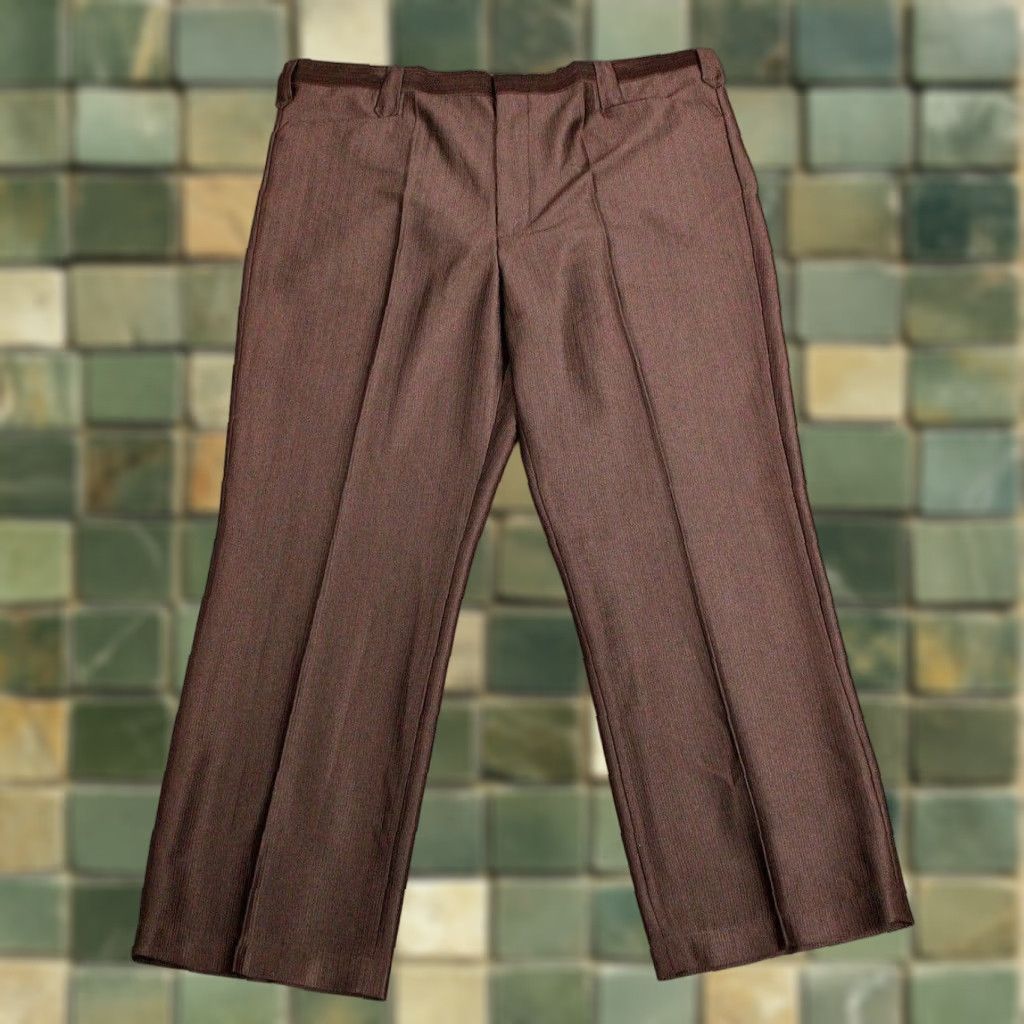 Vintage VINTAGE Men’s VTG 1970s Dark Brown Shiny Polyester Western Pearl Snap Pants Sz 42 70s California Laredo Polyester Brown 70s Western Mens Size US 42 / EU 58 - 1 Thumbnail