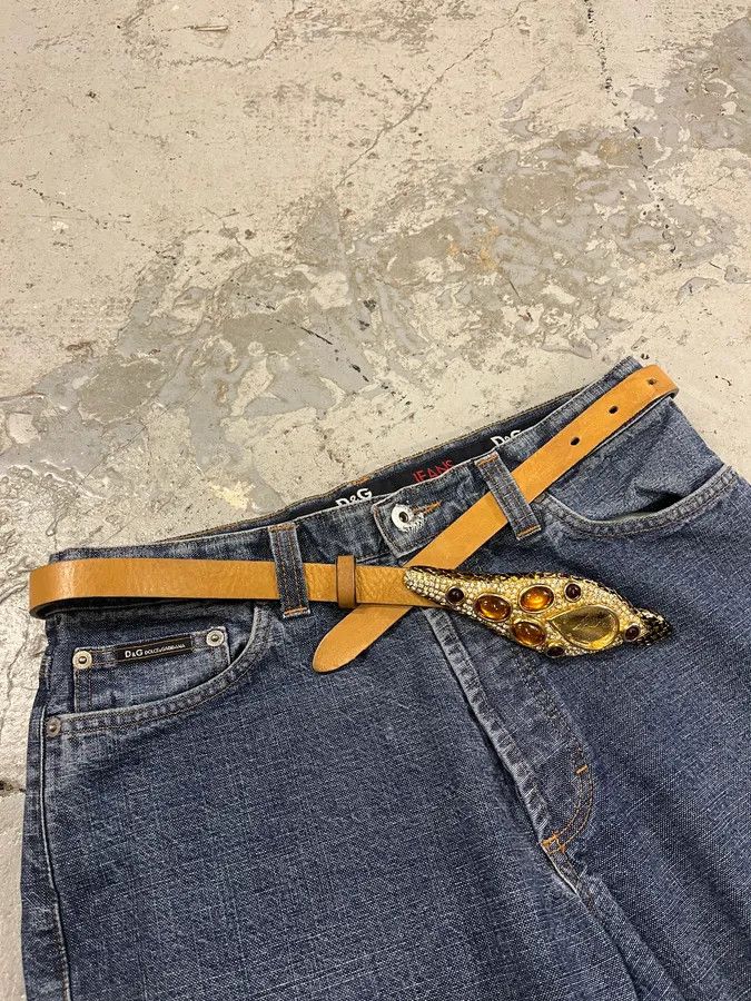 Roberto Cavalli 2000s Roberto Cavalli Ornament Buckle Leather Belt Size ONE SIZE - 2 Thumbnail