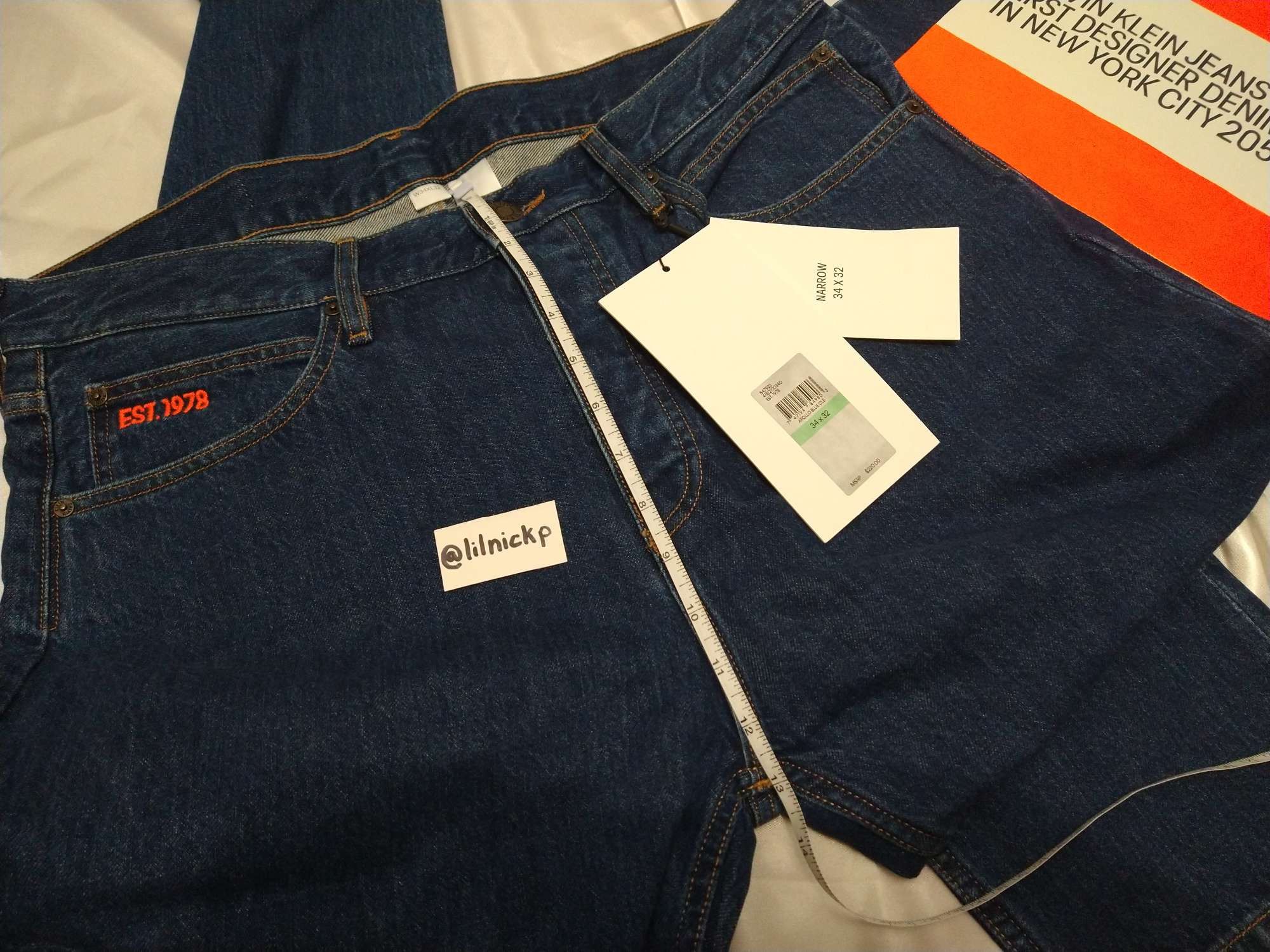 Calvin Klein 205W39NYC EST. 1978 Narrow Leg Apollo Blue Jeans Size US 34 / EU 50 - 7 Thumbnail