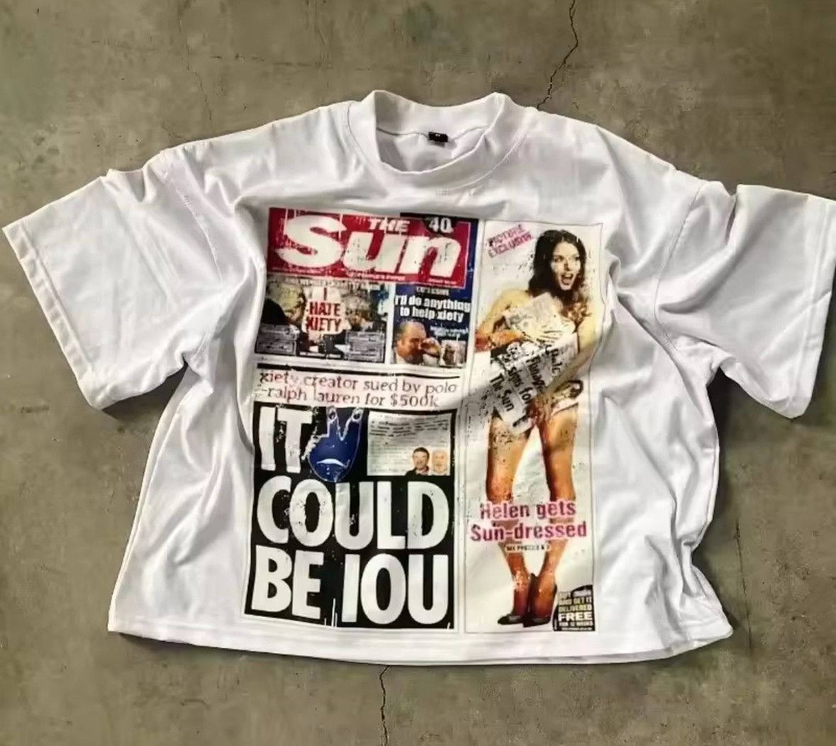 Street Retro American Headline Newspaper Print T-Shirt