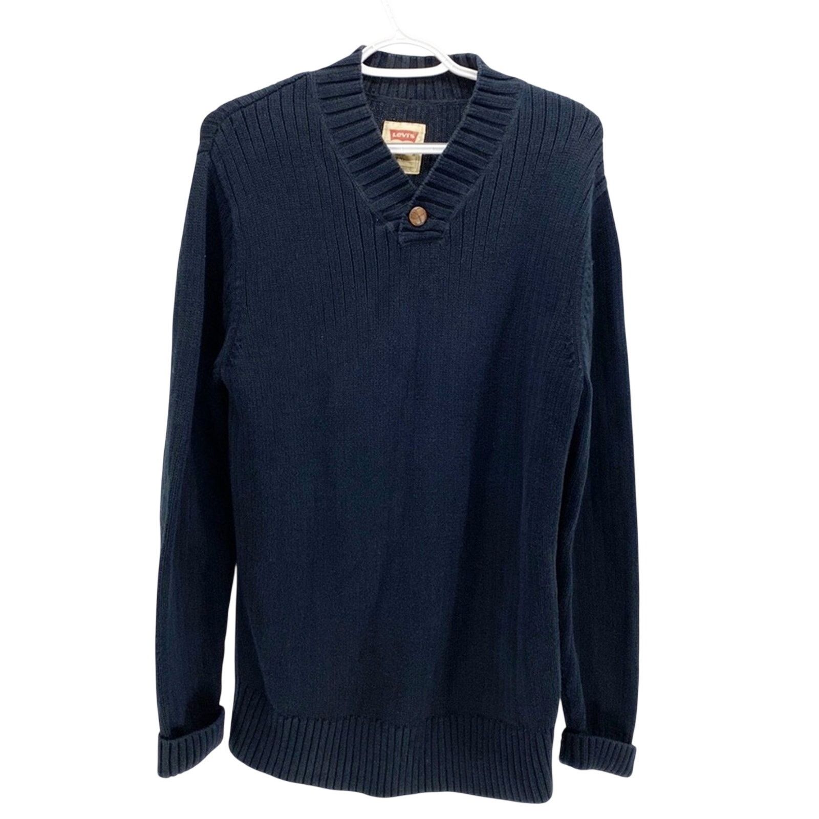 Levi's Levi’s black ribbed v neck elbow patch accent sweater cotton Size US L / EU 52-54 / 3 - 1 Thumbnail