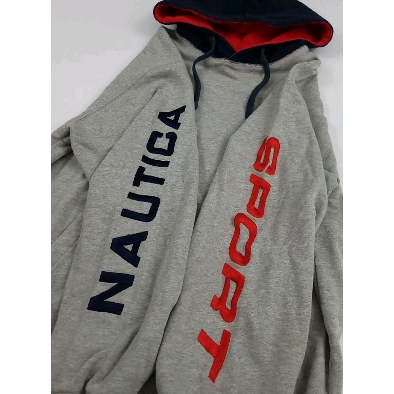 Nautica VINTAGE Nautica Hoodie Sport Grey Navy Embroidered Crew Neck M Men 90s Sail Tech Spellout Size US M / EU 48-50 / 2 - 3 Thumbnail