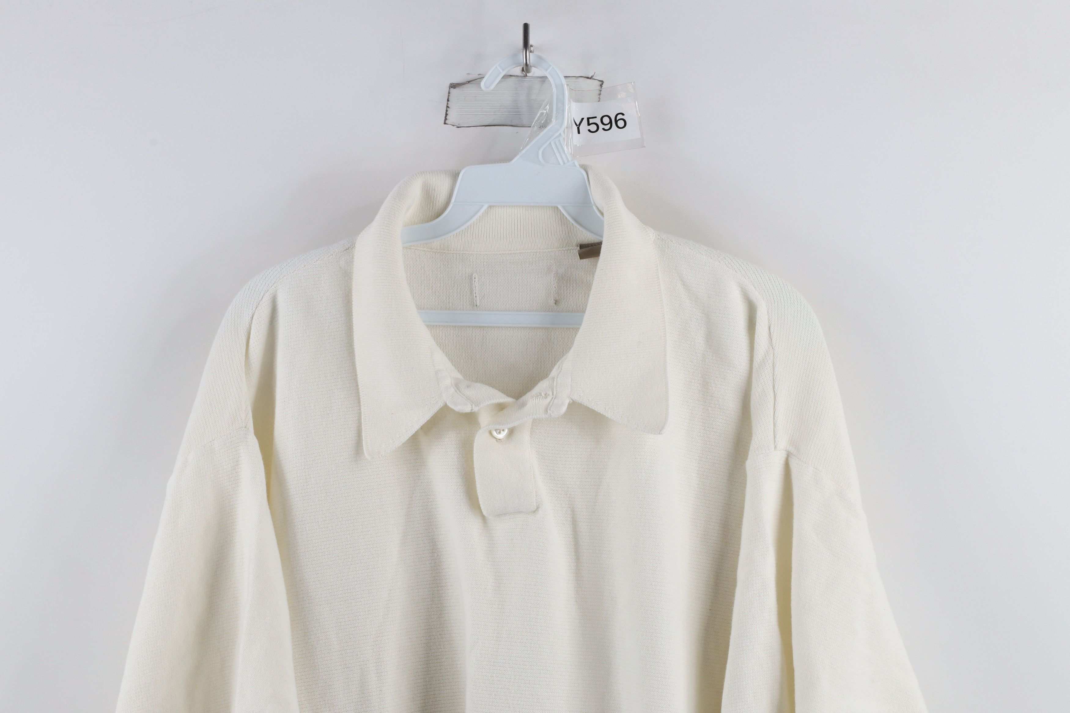 Vintage Vintage 90s Streetwear Knit Collared Polo Shirt White Cotton Size US XL / EU 56 / 4 - 2 Thumbnail