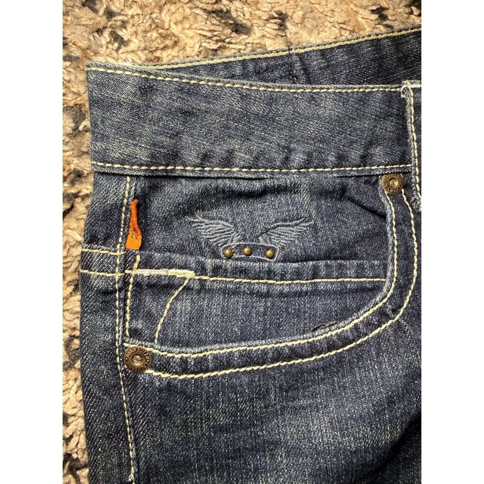 Vintage VINTAGE Robin’s Jeans Jeans Mens 34x32 5-Pocket Straight Crocodile Pocket Stud Iron Cross Y2K RARE Blue Denim Size US 34 / EU 50 - 6 Thumbnail