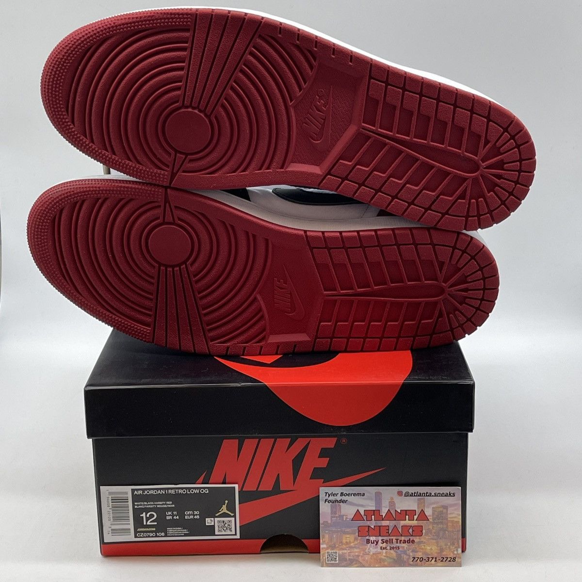 Jordan Brand Air Jordan 1 low black toe Size US 12 / EU 45 - 7 Thumbnail