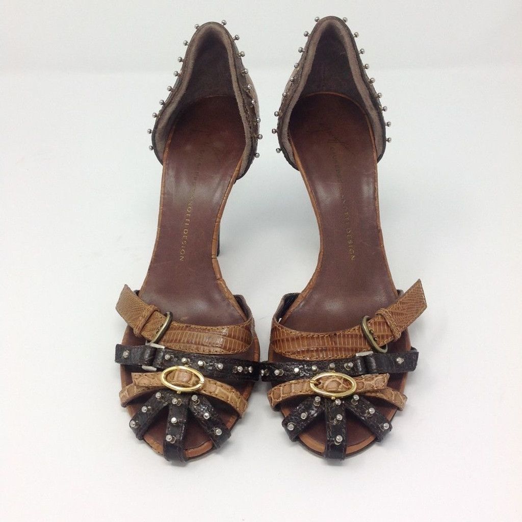 Giuseppe Zanotti Giuseppe Zanotti Y2K Studded Brown Leather Caged Heels 35.5 Size US 4.5 / IT 34.5 - 9 Thumbnail