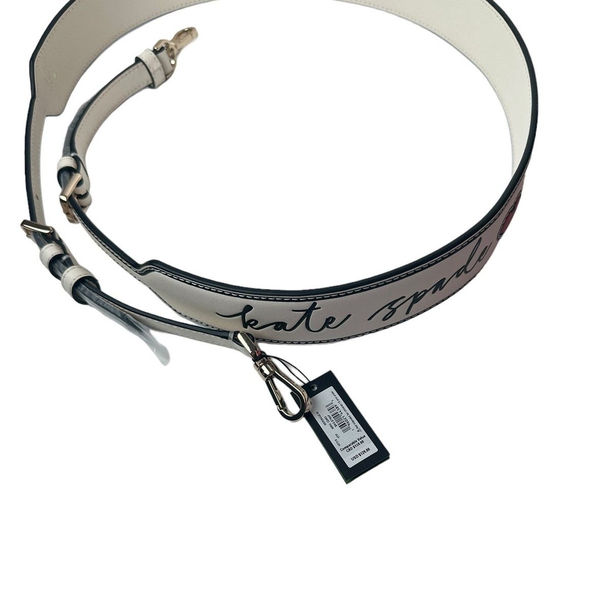 Kate Spade Kate Spade Script Logo Heart Leather Bag Strap in Meringue Size ONE SIZE - 9 Thumbnail