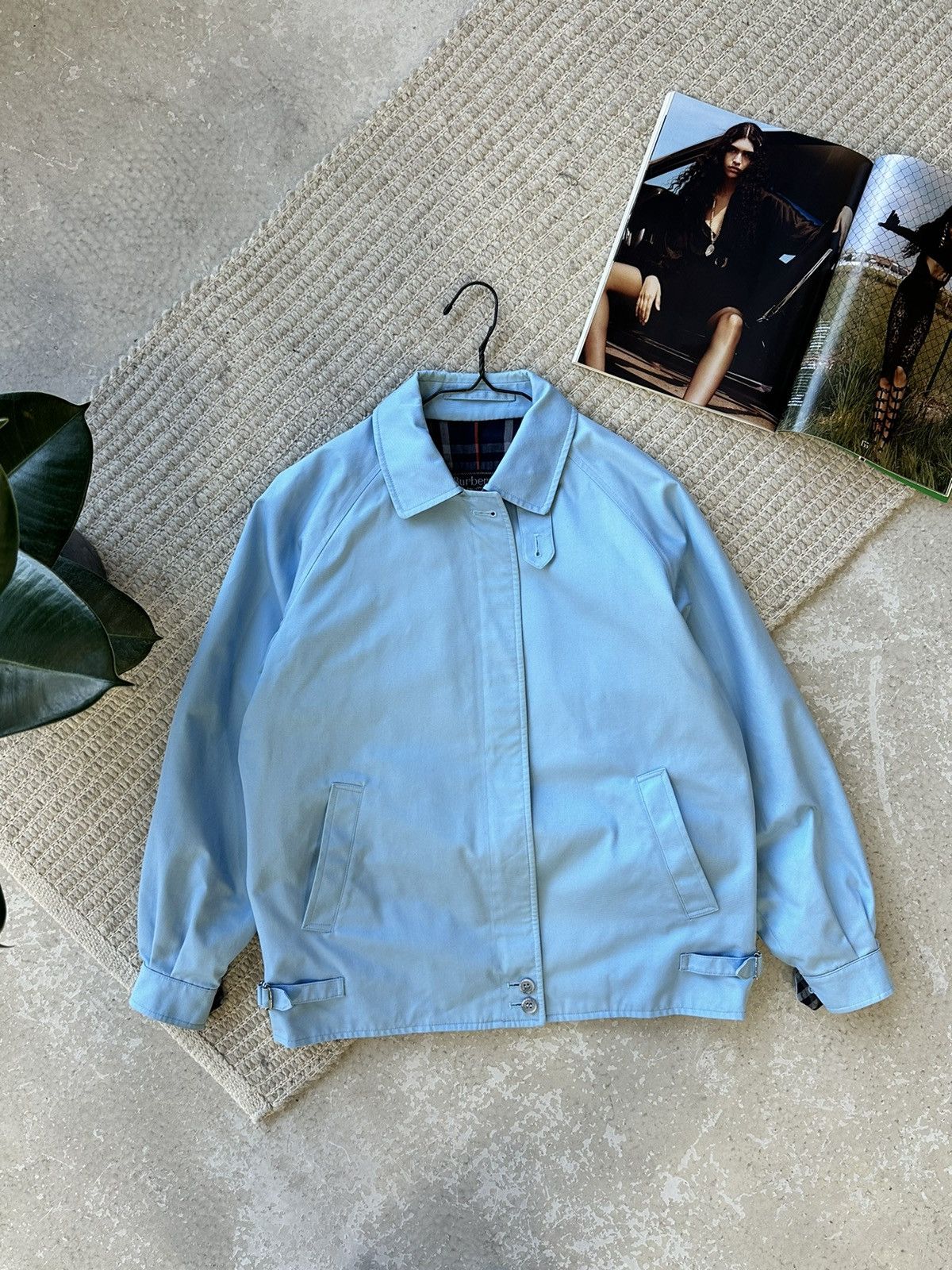 image of Burberry’S Vintage 90's Nova Check Sky Blue Jacket, Women's (Size Small)