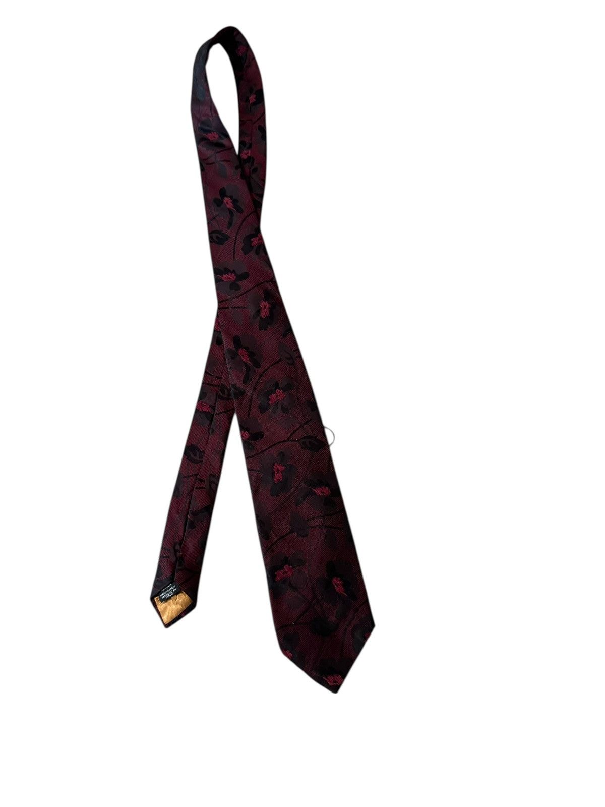 Kenzo Kenzo floral burgundy silk tie Size 34 - 6 Thumbnail