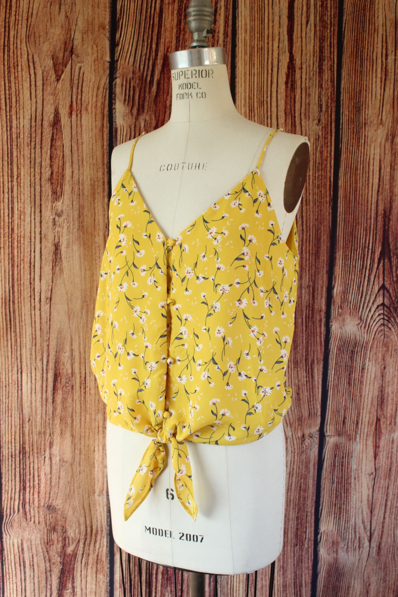 Other Sienna Sky Womens Top, Size Medium, Yellow Floral Tie-Front Size M / US 6-8 / IT 42-44 - 7 Thumbnail