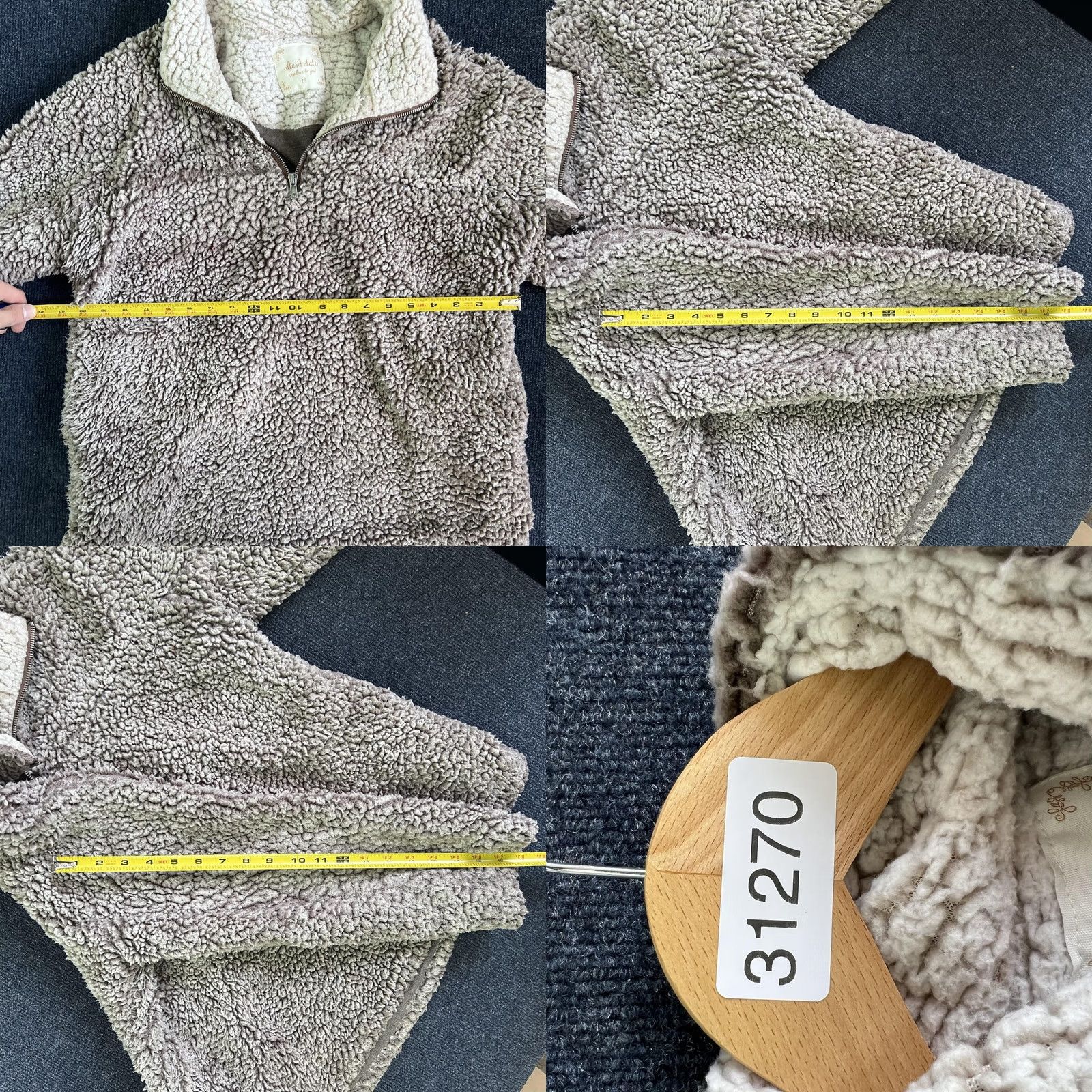 Vintage Altar'd State Jacket Womens Medium Beige Sherpa Fleece Quarter Zip Pullover Size M / US 6-8 / IT 42-44 - 8 Thumbnail