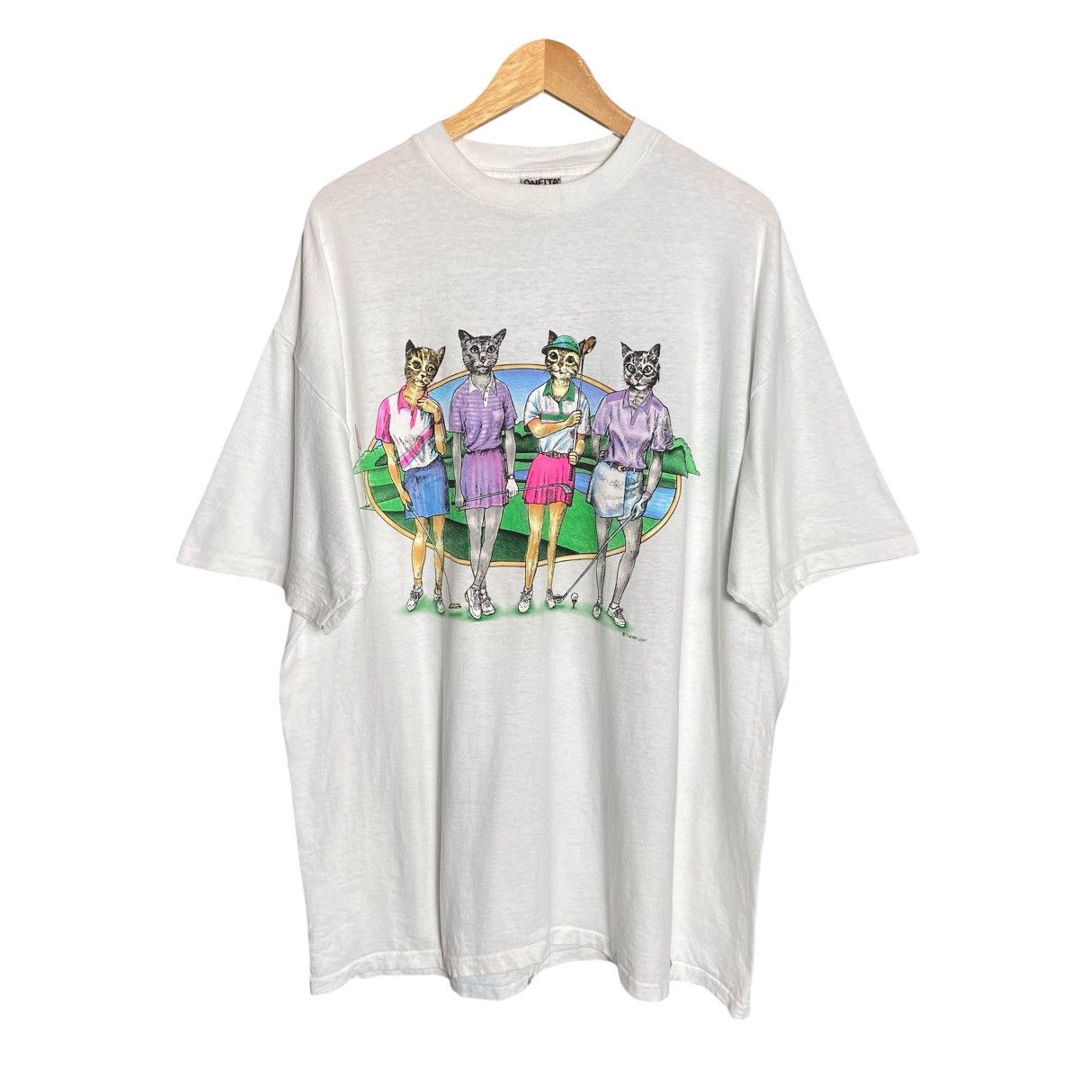Vintage Vintage 90s Tennis Cats Double Sides Graphic T-Shirt Size US XXL / EU 58 / 5 - 1 Thumbnail