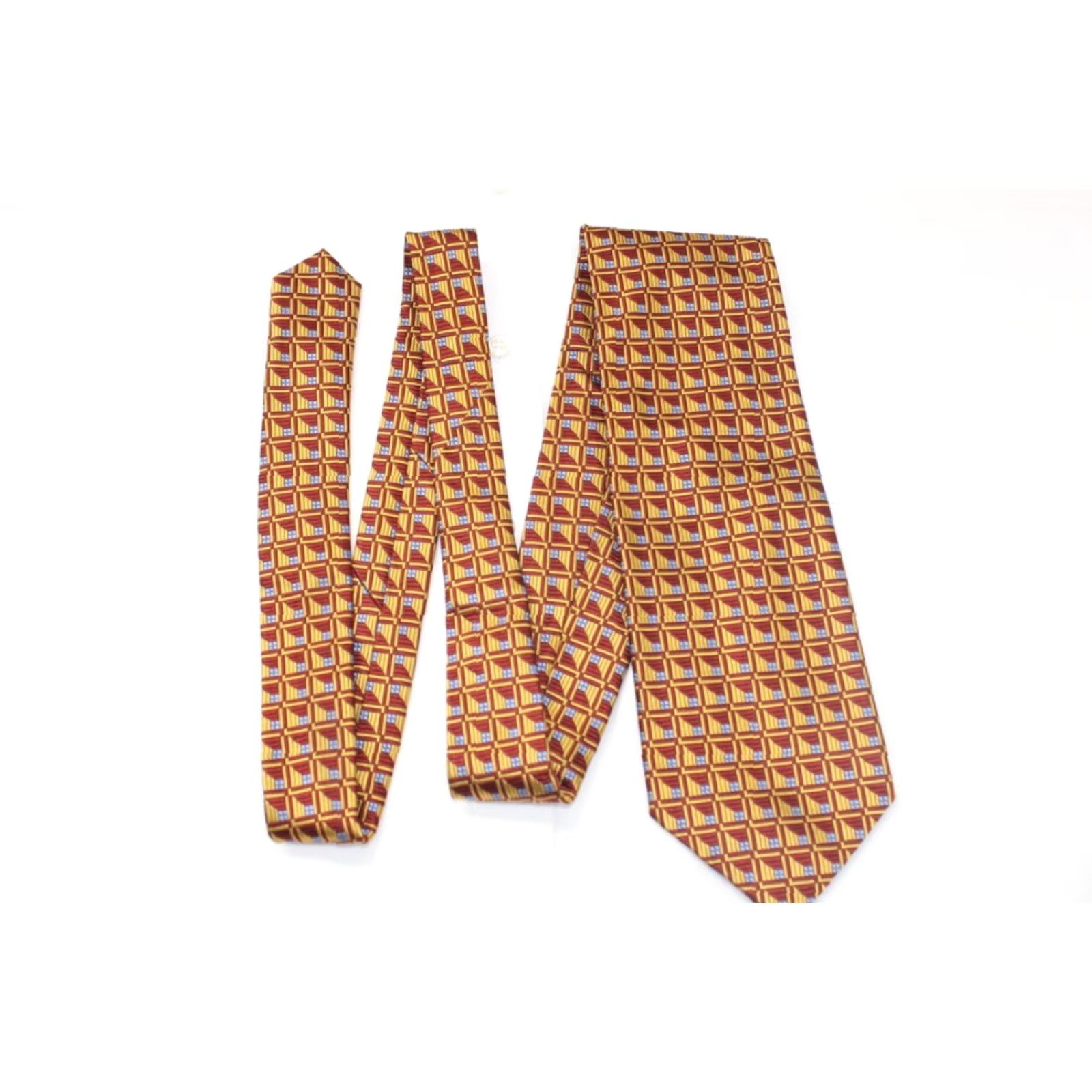 Jos. A. Bank Jos. A. Bank Silk Necktie 58" Classic Gold Red Geometric Abstract Retro Italy Mens Size ONE SIZE - 2 Thumbnail