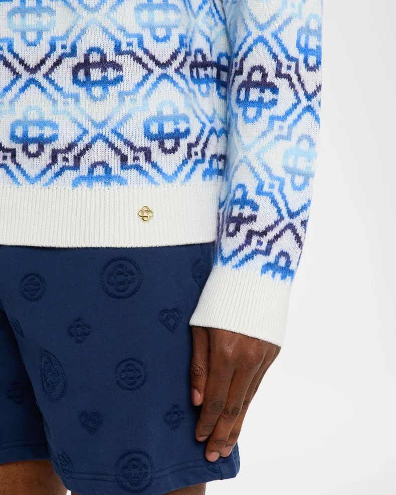 Casablanca o1h1sh10526 Space Dye Monogram Sweater in Blue/White Size US L / EU 52-54 / 3 - 5 Thumbnail