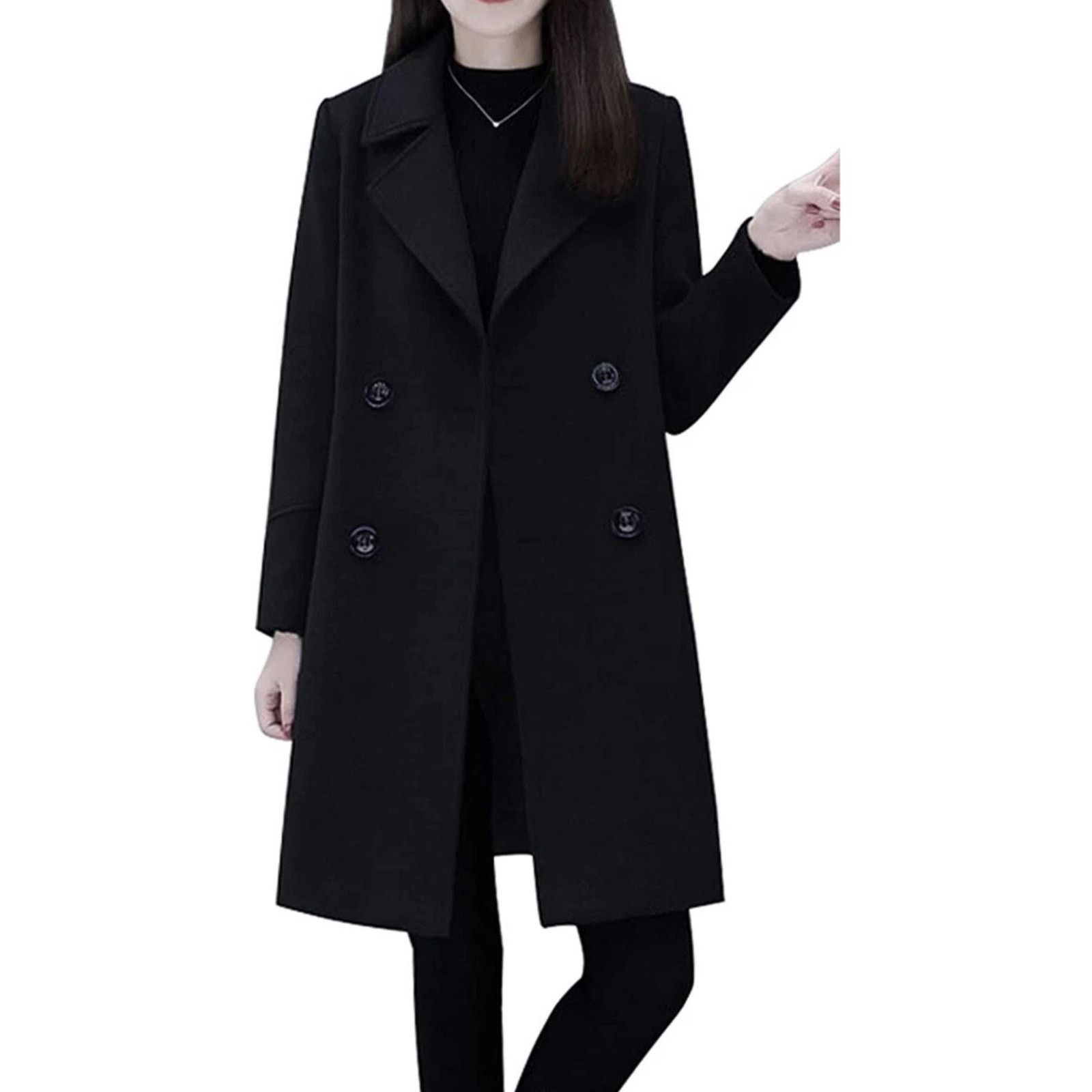 Other Chouyatou Black Wool Blend Coat Women Quilted M - F020 Size M / US 6-8 / IT 42-44 - 1 Thumbnail