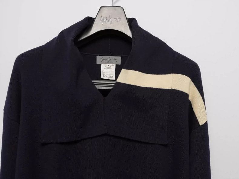 Yohji Yamamoto Yohji Yamamoto 1980ss navy neck wool sweater 2505-Nextarrow Size US M / EU 48-50 / 2 - 2 Thumbnail