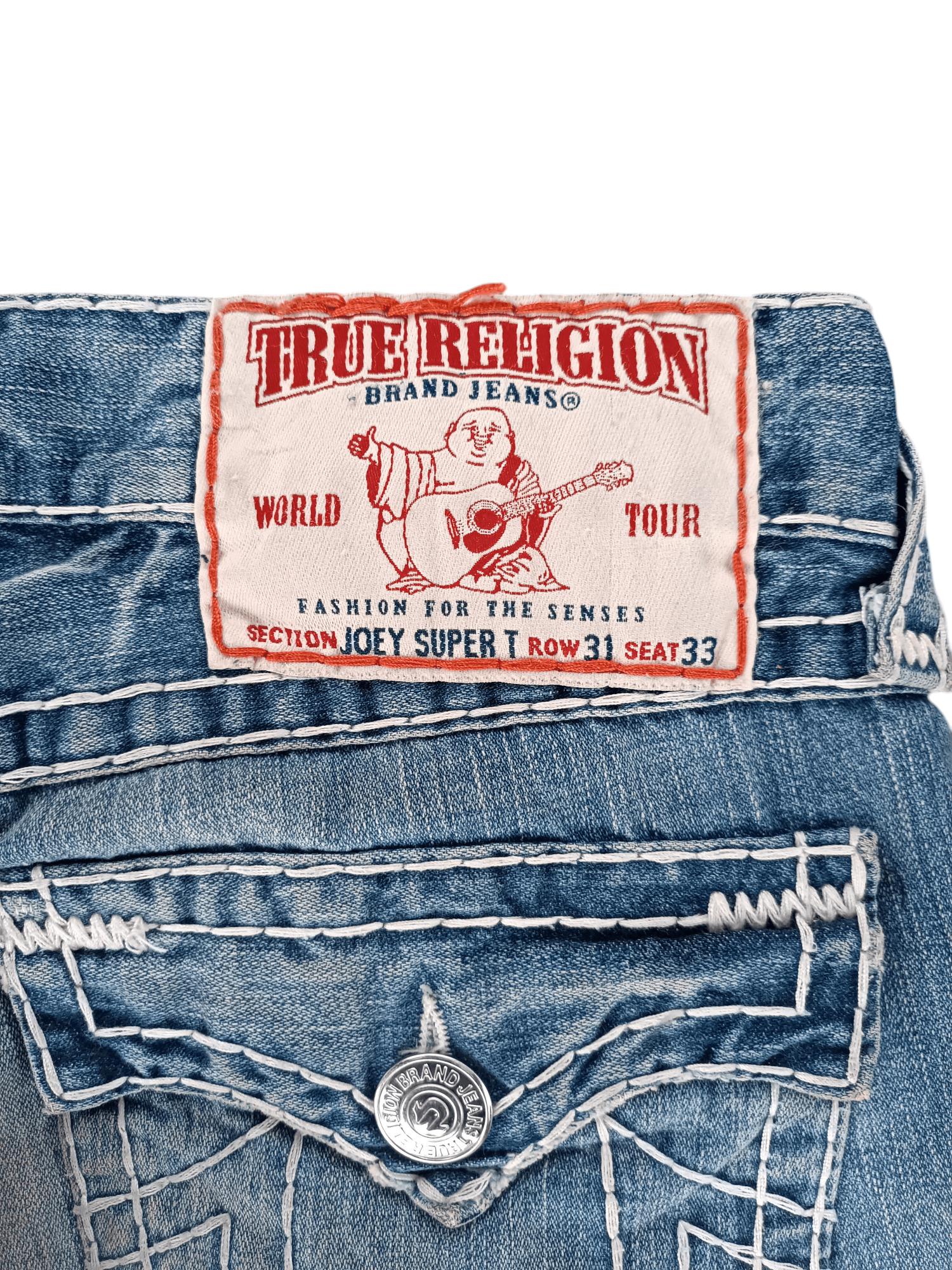 True Religion × Vintage True Religion ひ Joey Super T Distressed Baggy Flare Y2K Size US 32 / EU 48 - 19 Thumbnail