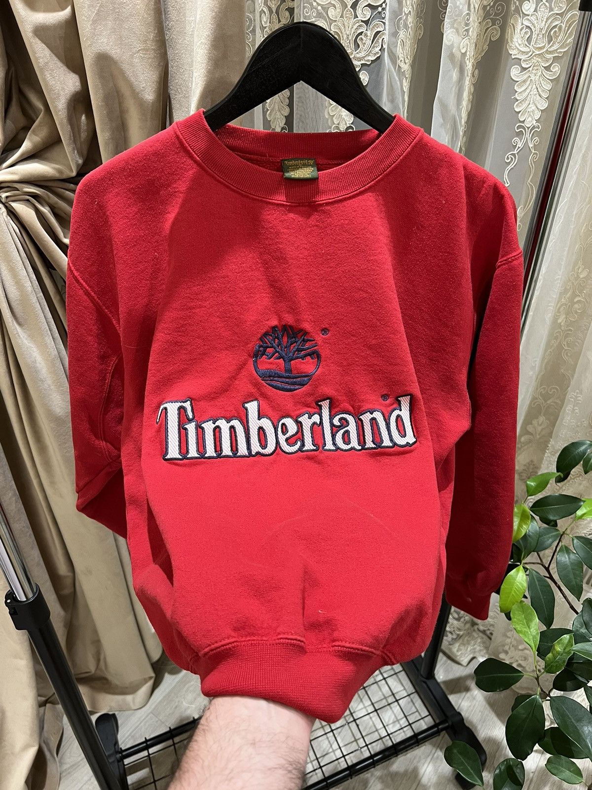 Vintage 90's TIMBERLAND Embroidered Big Logo Spellout Colour Block Long Sleeve T-Shirt